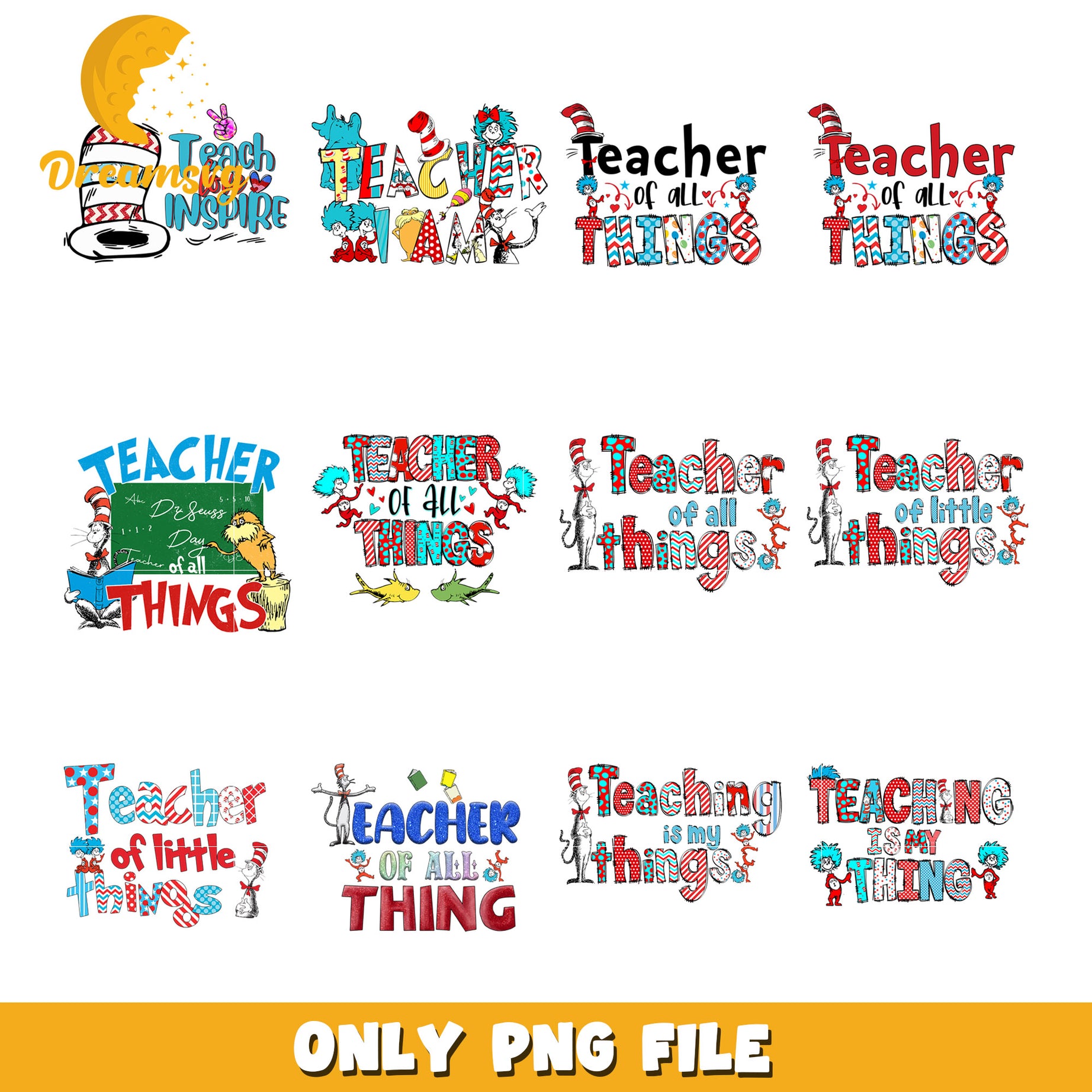 Cat in Hat Teacher PNG Bundle