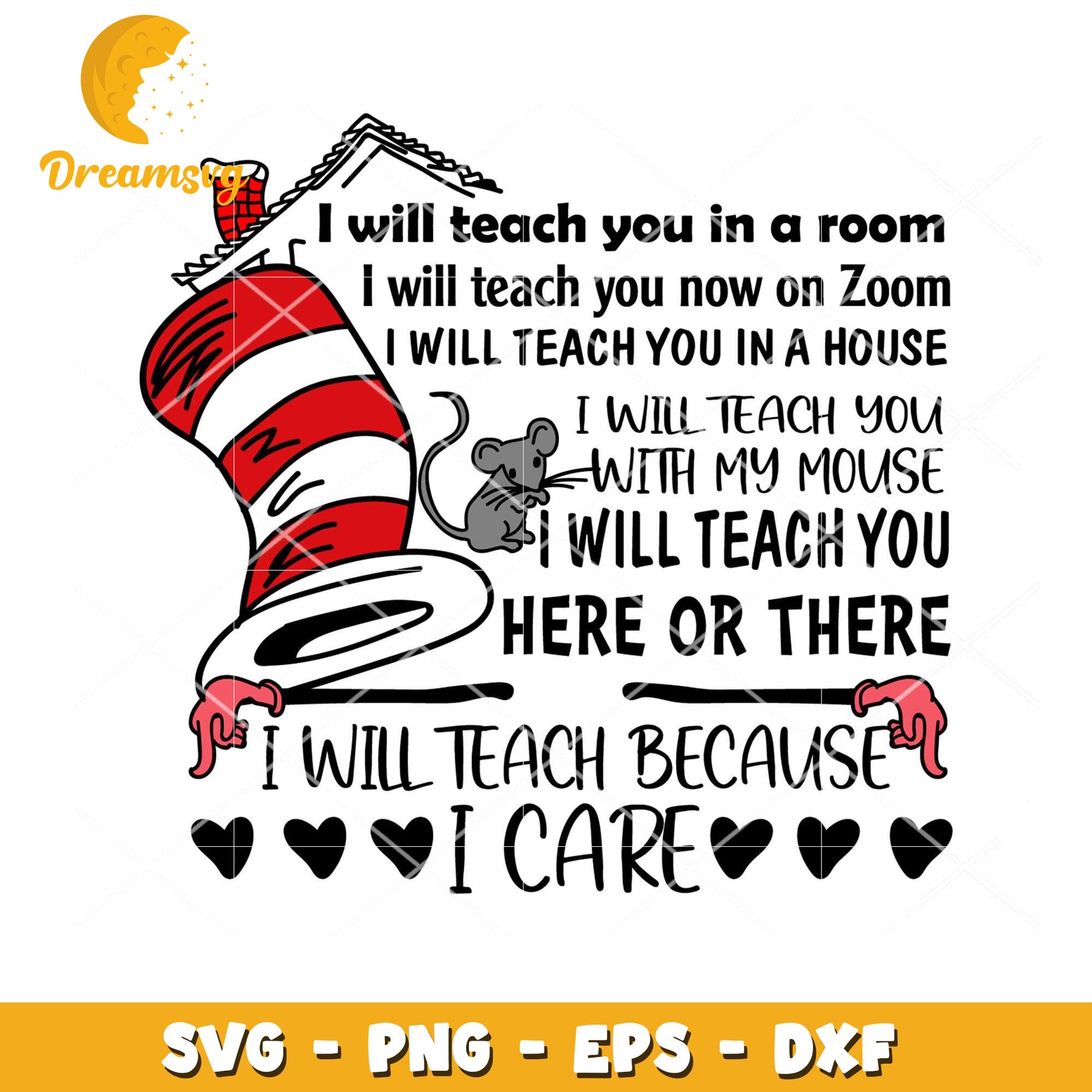 Cat in Hat Teacher SVG