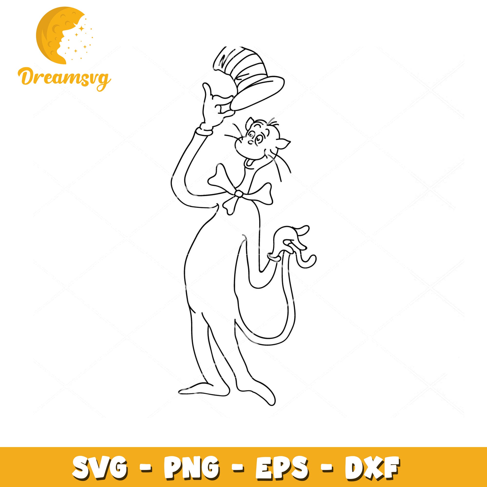 Cat in a Hat SVG Download for Crafting and Coloring Projects