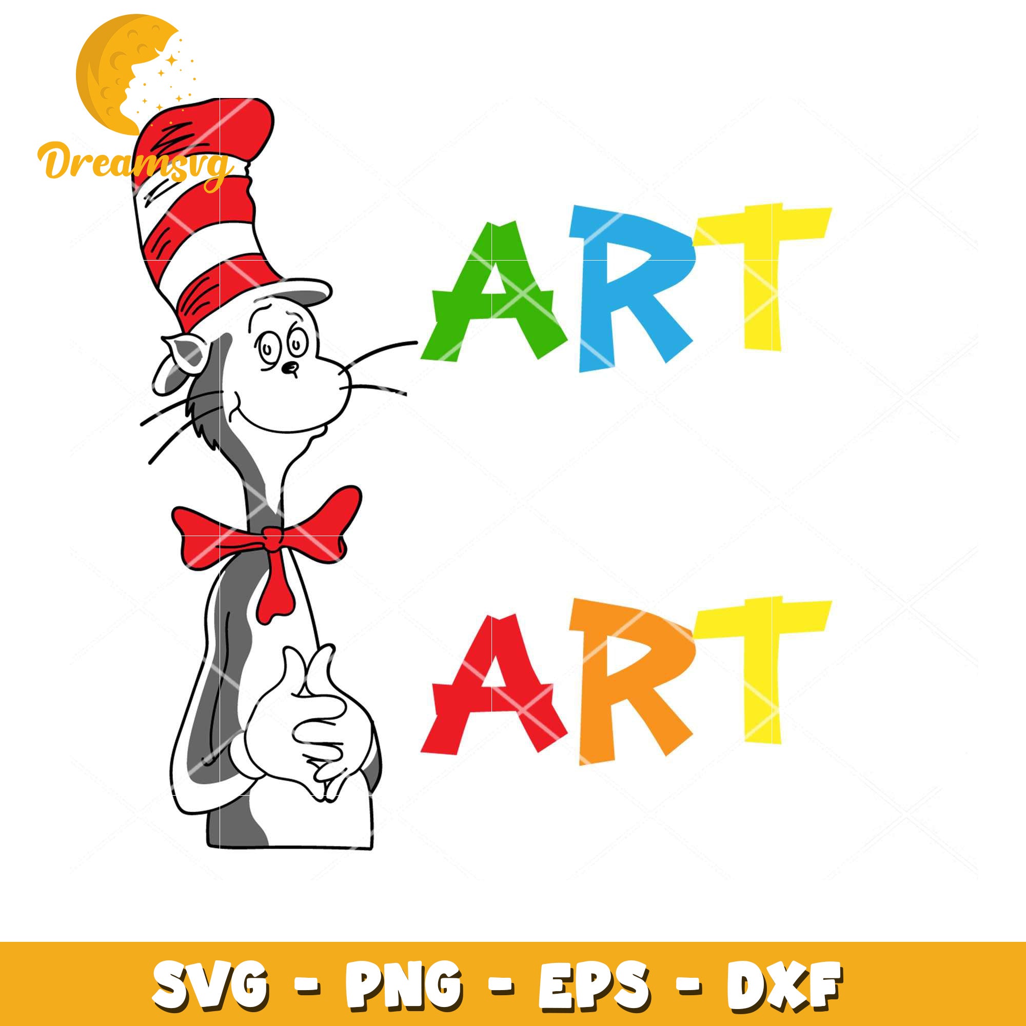 Cat in the Hat Art SVG Cut File