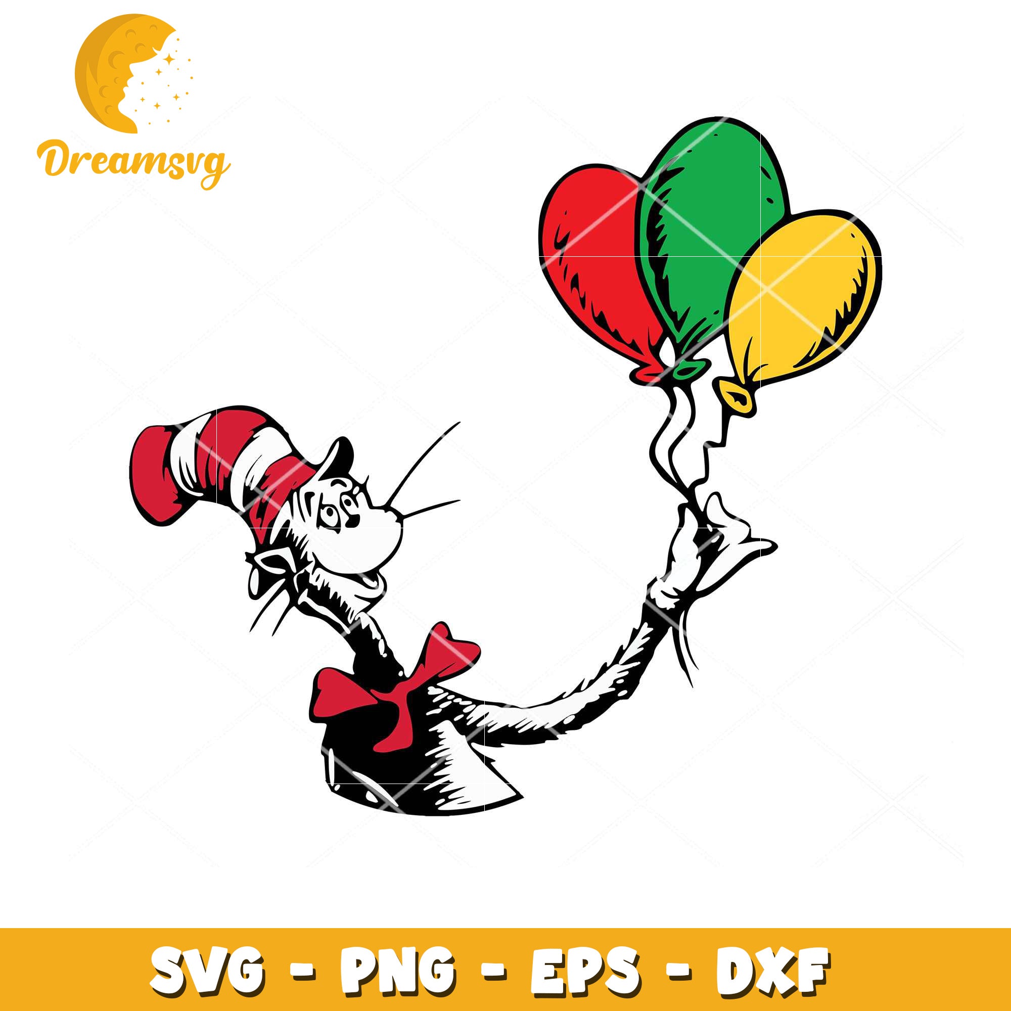 Cat in the Hat Balloons SVG Cut File