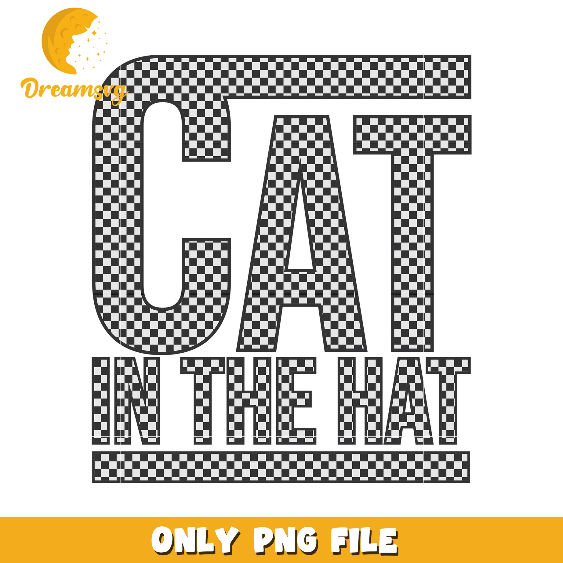 Cat in the Hat Checkered Design PNG File for Download