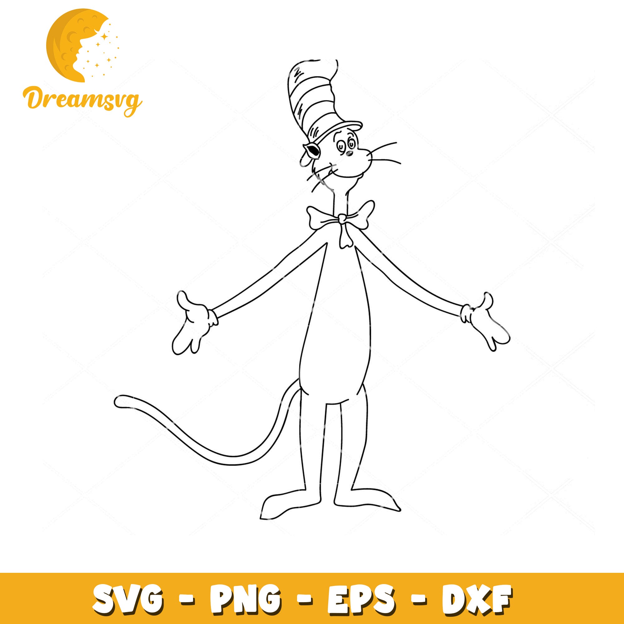Cat in the Hat Coloring Page SVG Download for Kids Fun Activities
