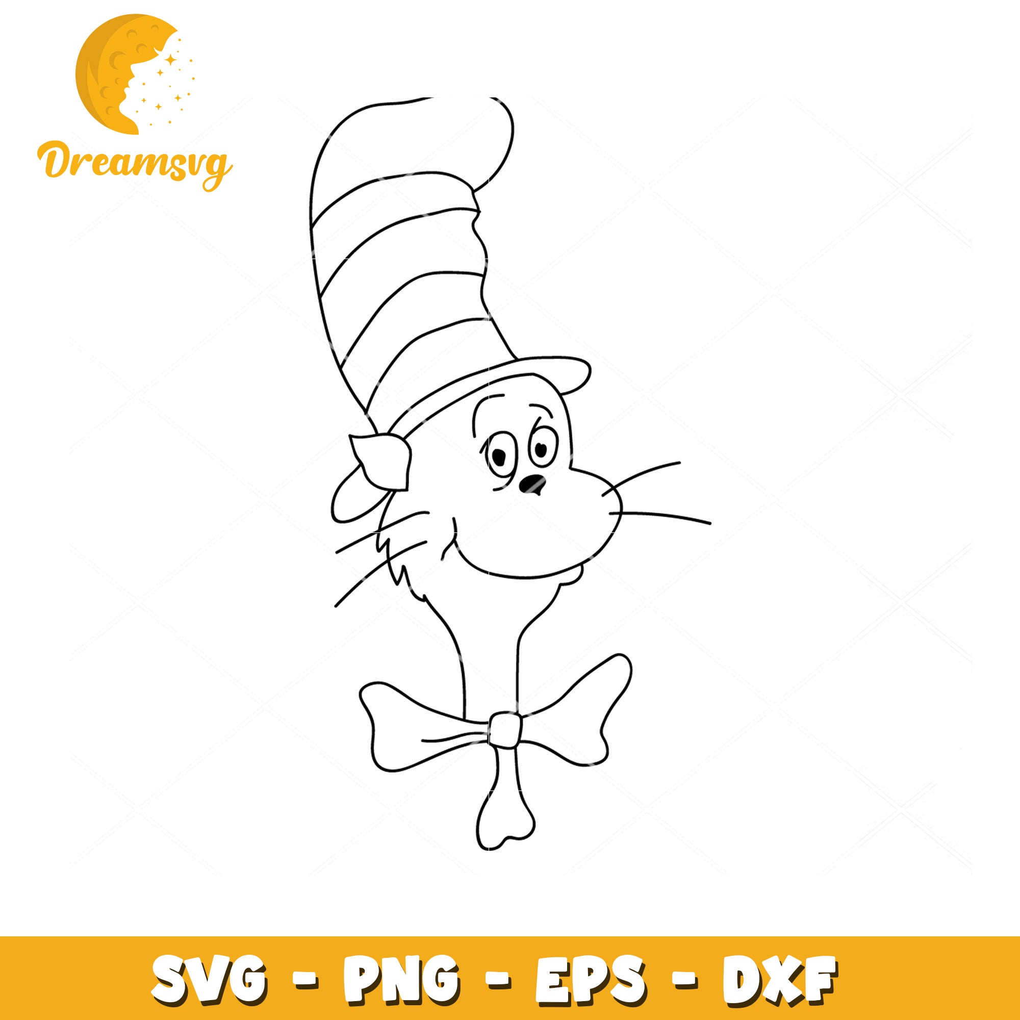 Cat in the Hat Coloring Page SVG Instant Download for Kids
