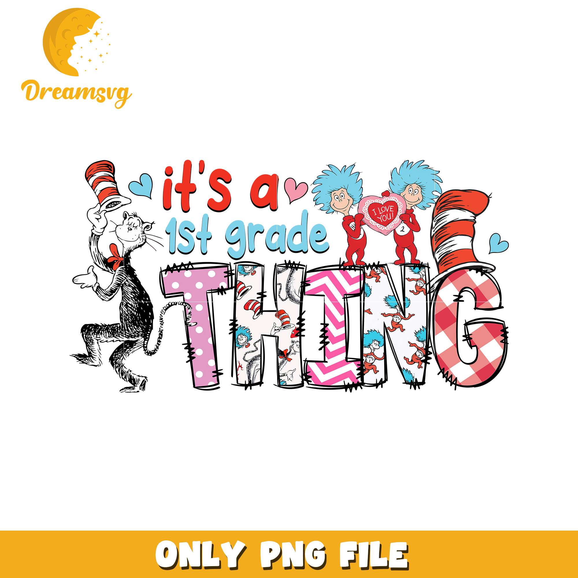 Cat in the Hat First Grade Fun PNG Design for Kids