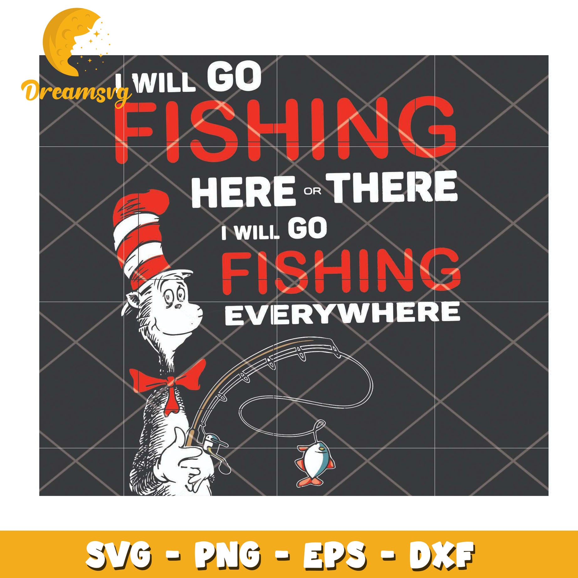 Cat in the Hat Fishing SVG