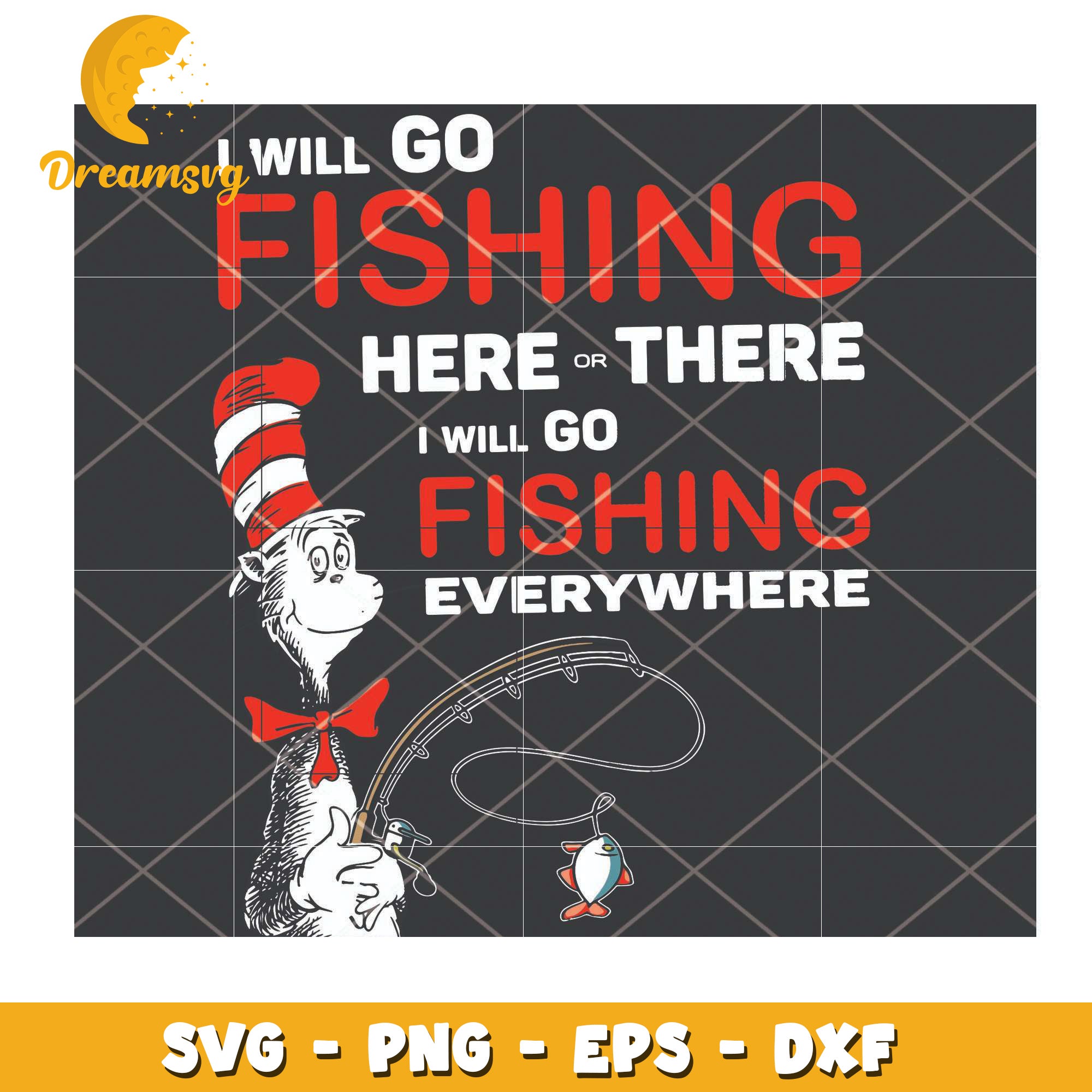 Cat in the Hat Fishing SVG