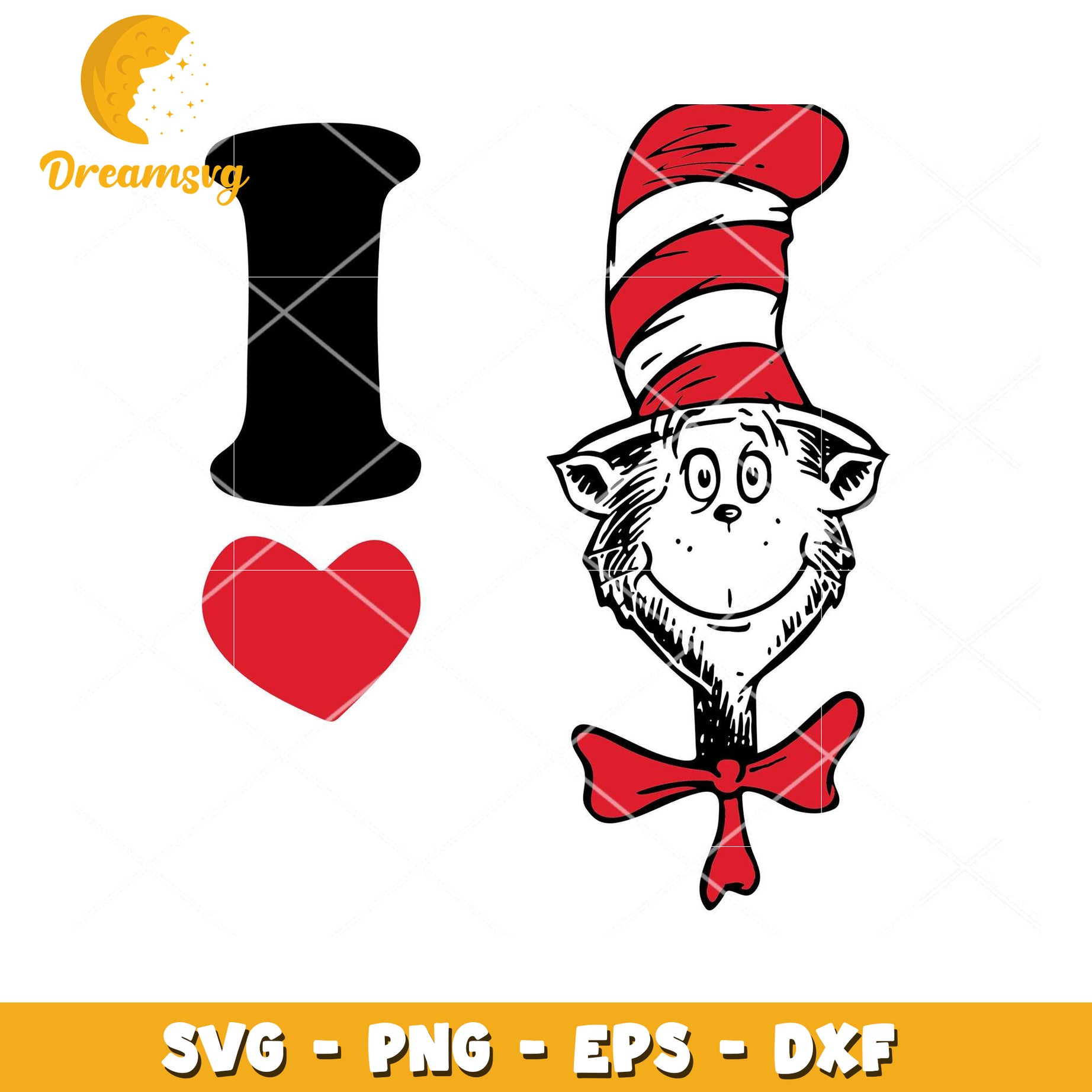Cat in the Hat I Love You SVG Cut File for Creative Projects