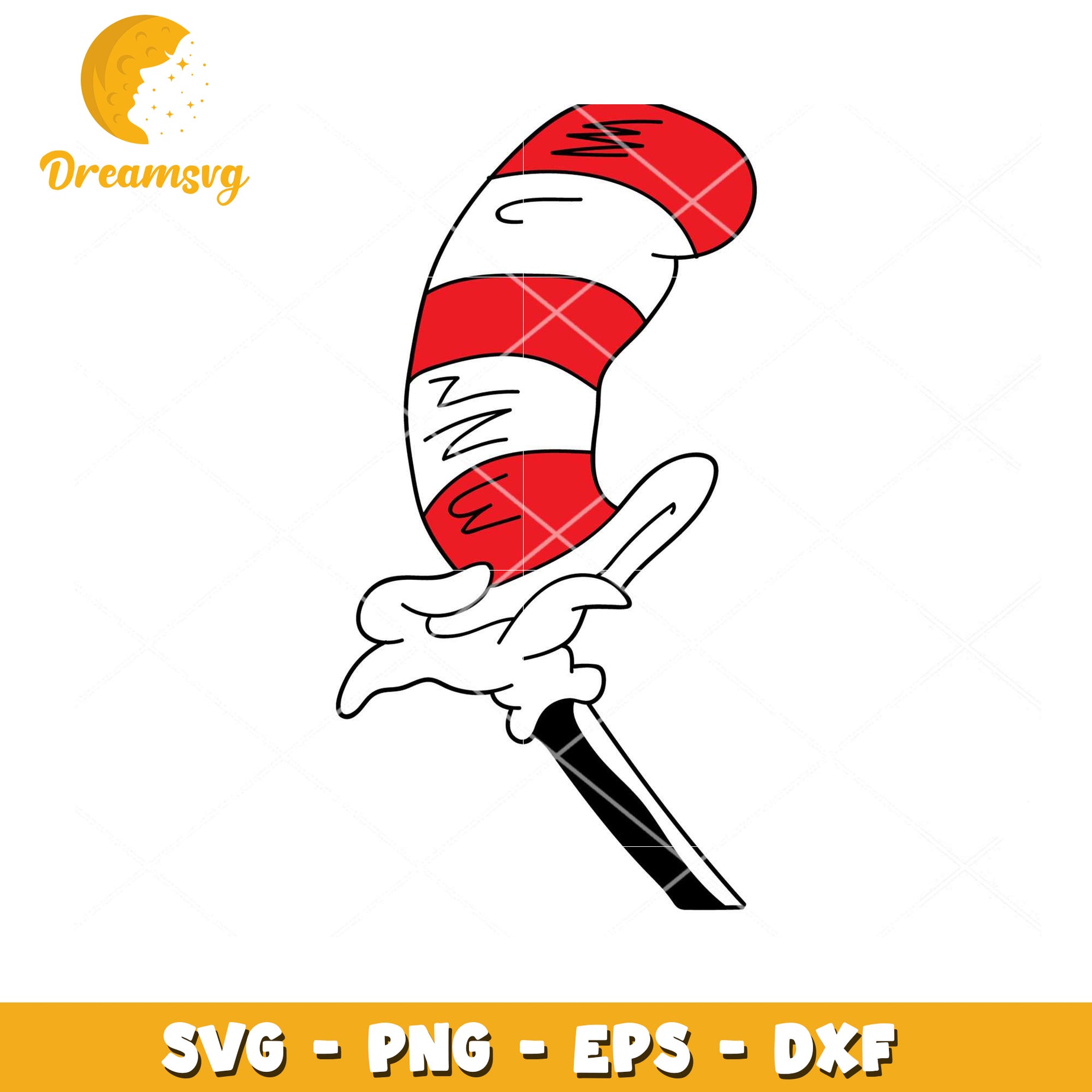 Cat in the Hat Inspired Hat SVG Instant Download for Crafts