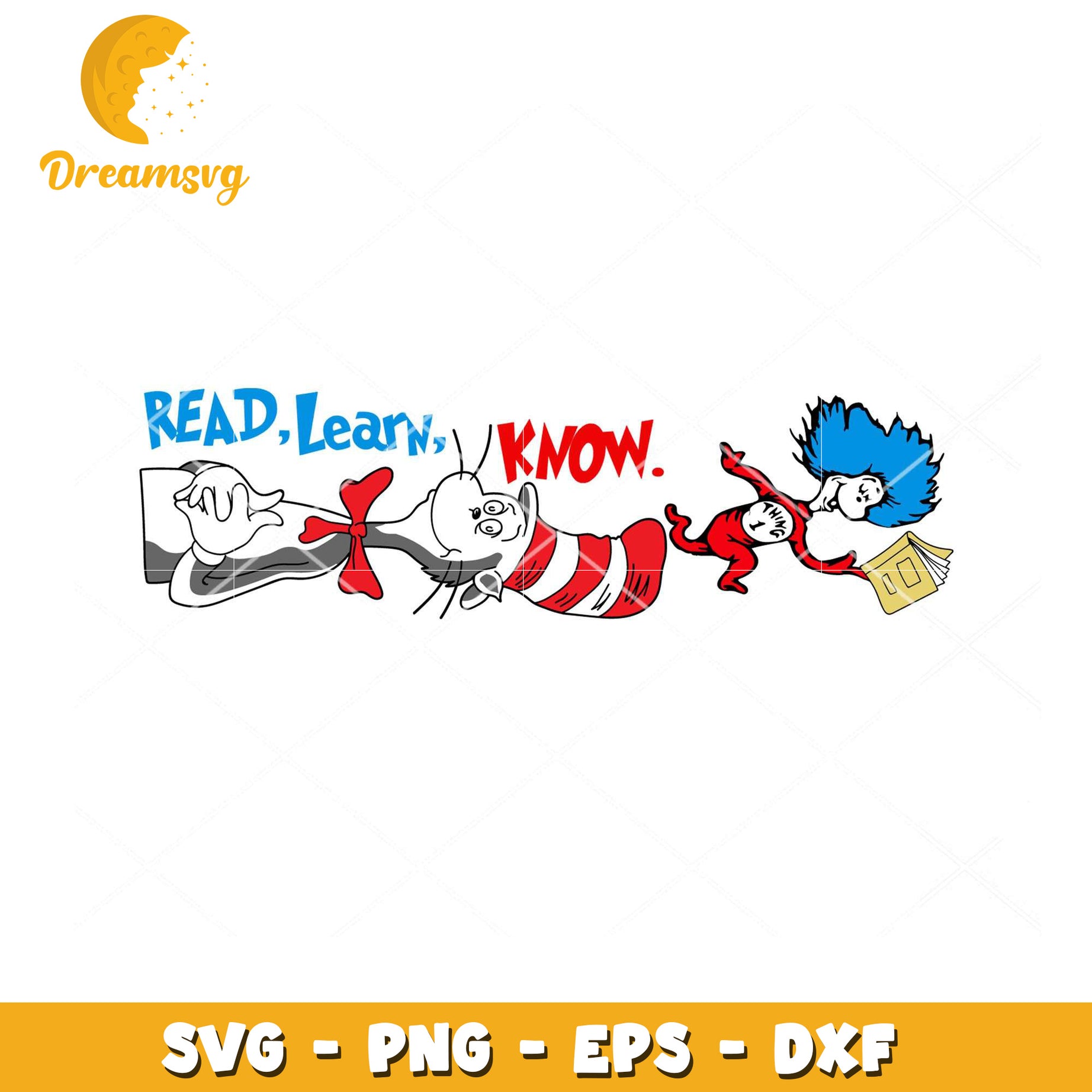 Cat in the Hat Read Learn Know SVG