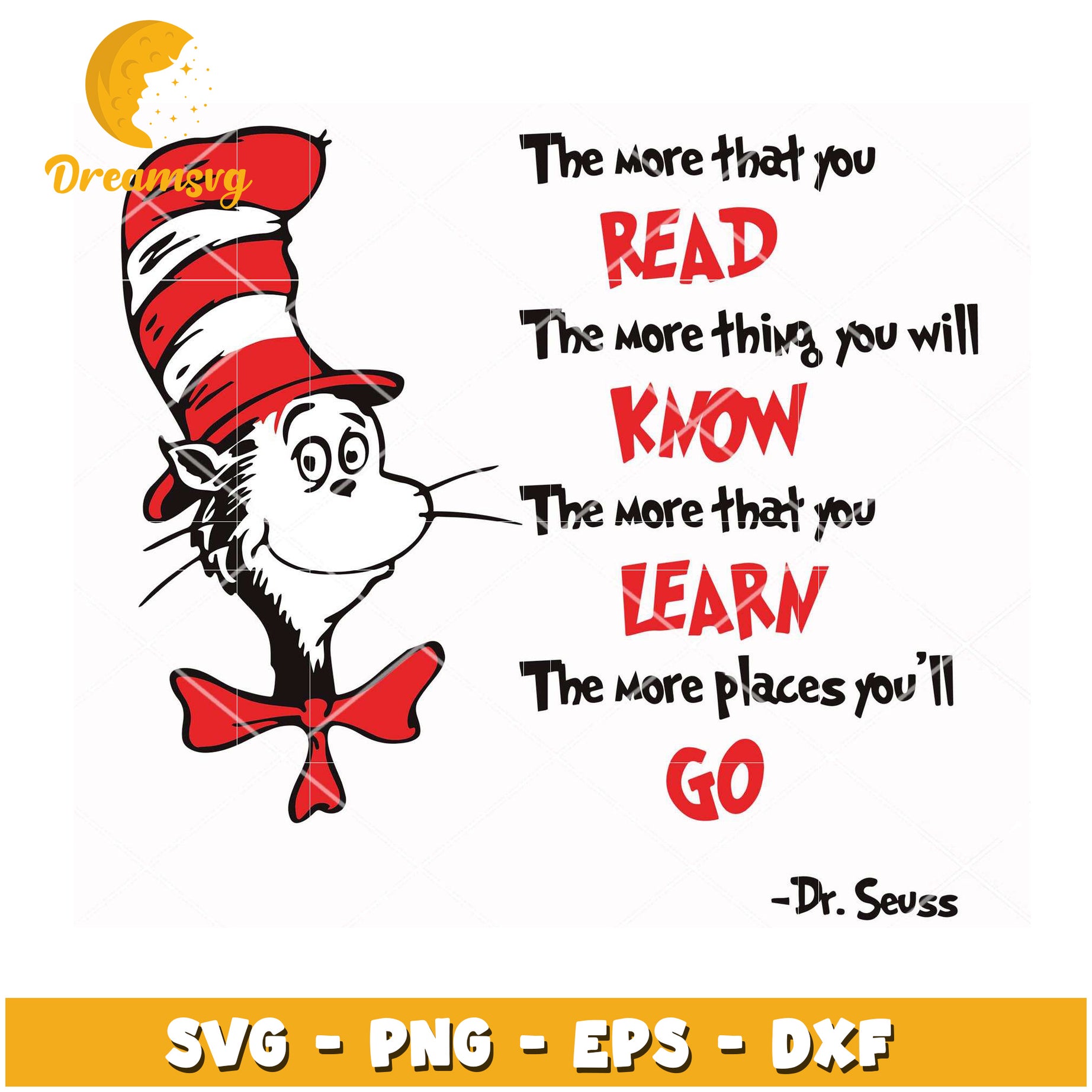 Cat in the Hat Reading SVG Cut File