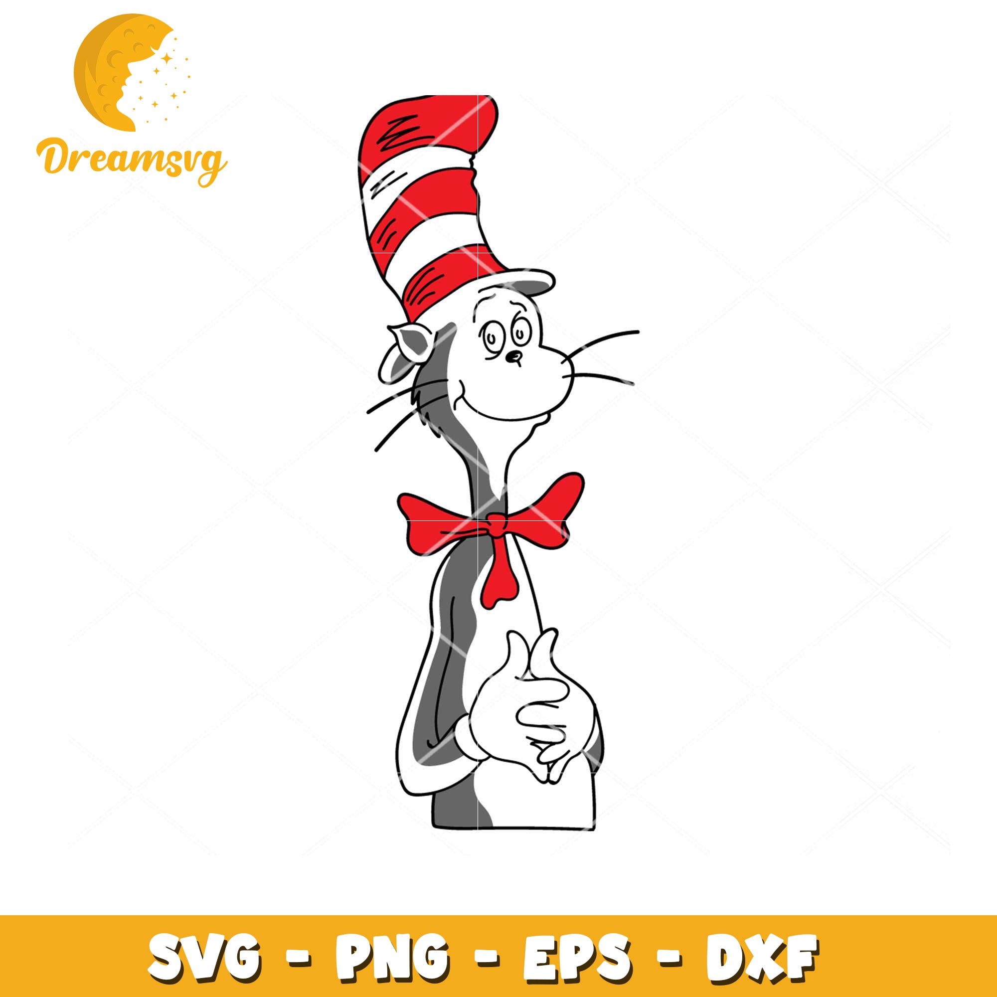 Cat in the Hat SVG Clipart Instant Download for Crafts and Projects