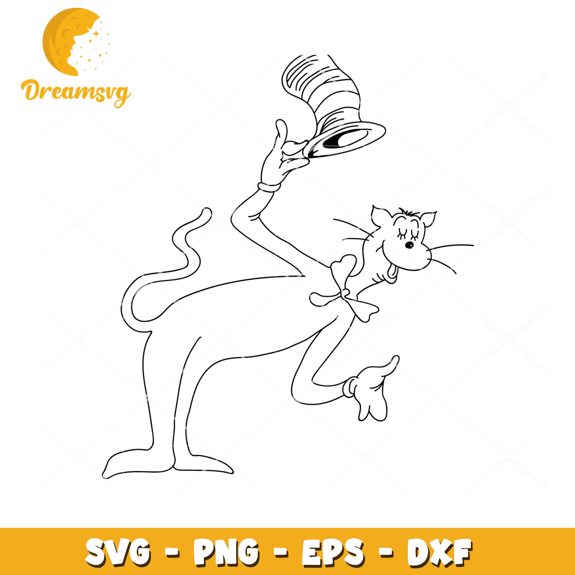 Cat in the Hat SVG Clipart for Instant Download Crafting Fun