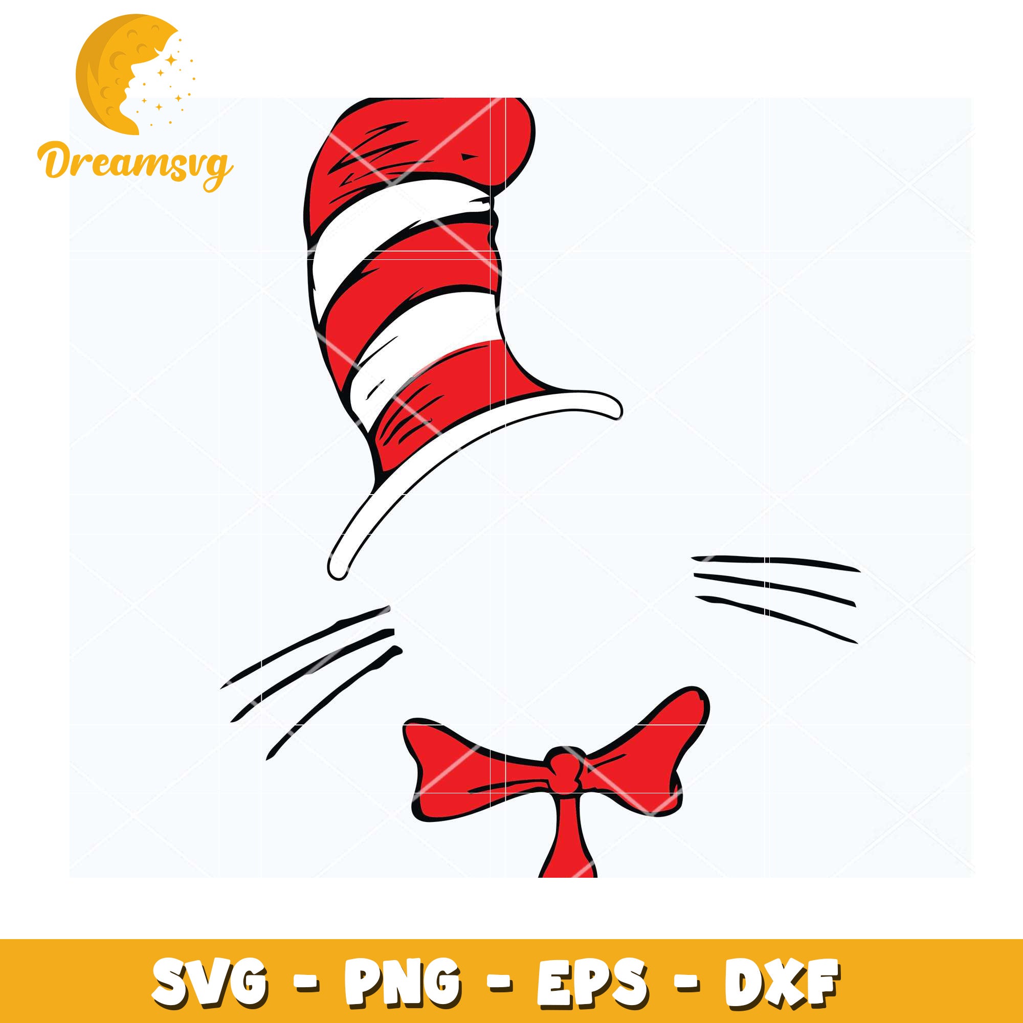 Cat in the Hat SVG Clipart for Instant Download Crafting Use