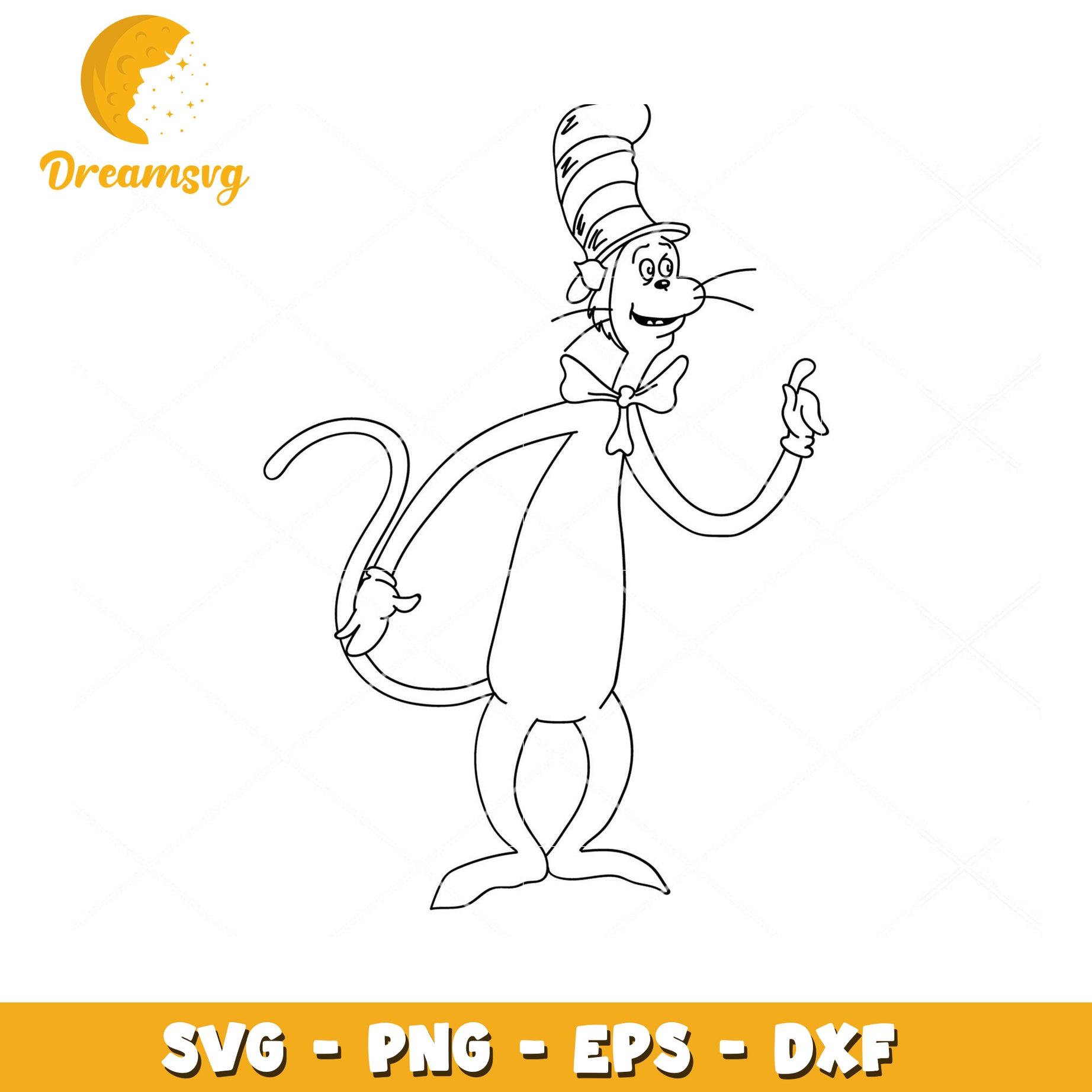 Cat in the Hat SVG Coloring Page Instant Download for Kids