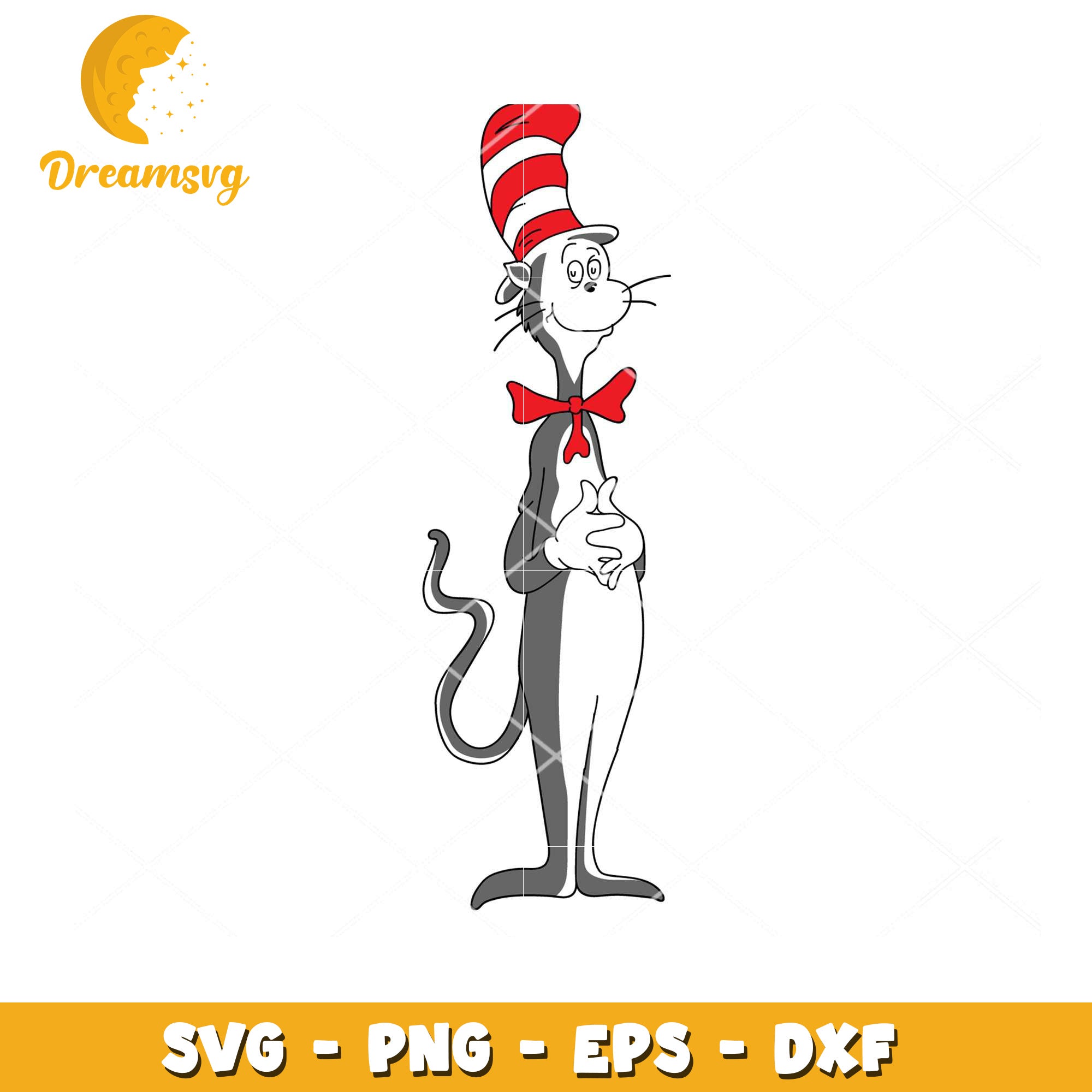 Cat in the Hat SVG Cute Character Instant Download File