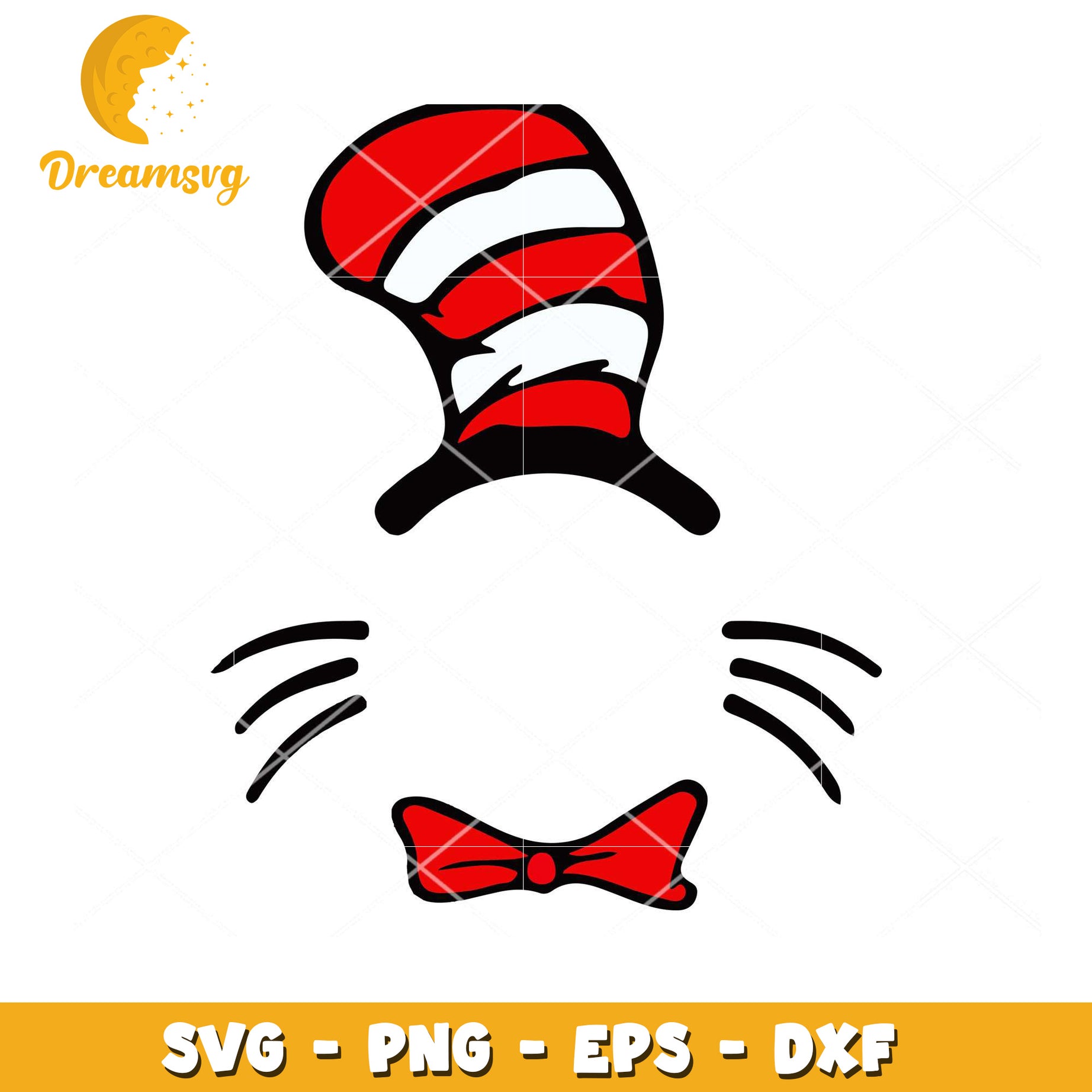 Cat in the Hat SVG Cute Hat and Bow Tie Instant Download Art