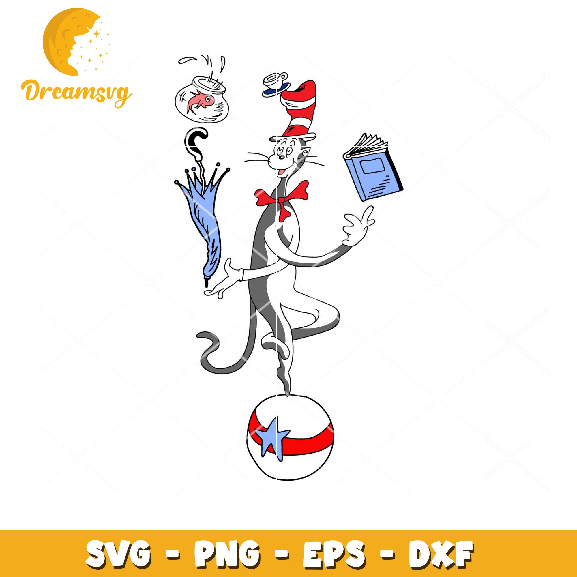 Cat in the Hat SVG Design for Instant Download Craft Projects