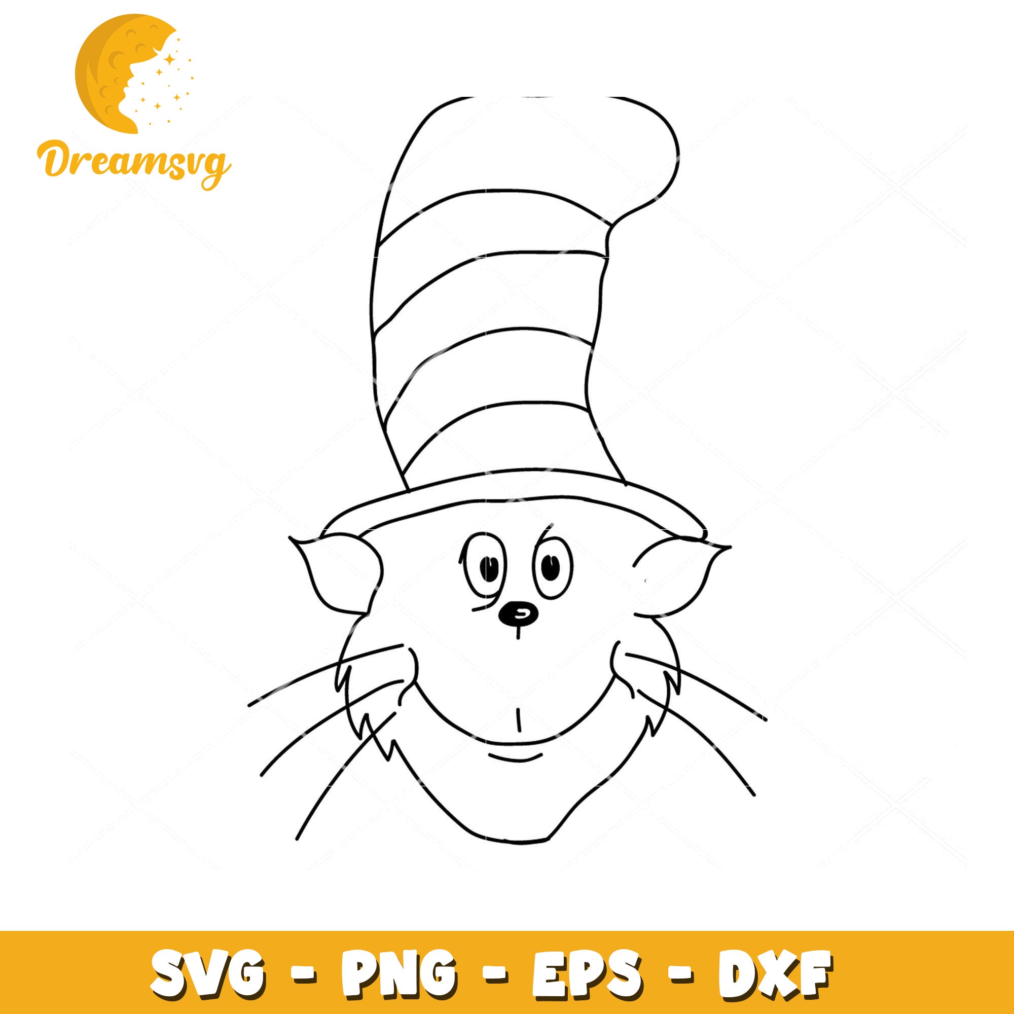 Cat in the Hat SVG Line Art Instant Download for Crafting Fun
