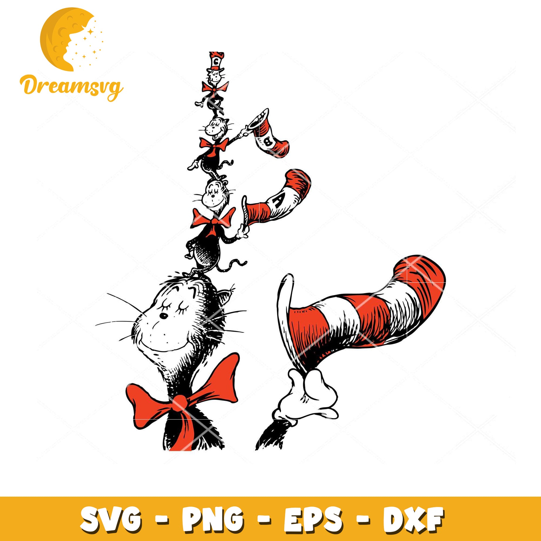 Cat in the Hat SVG Stack PNG EPS DXF