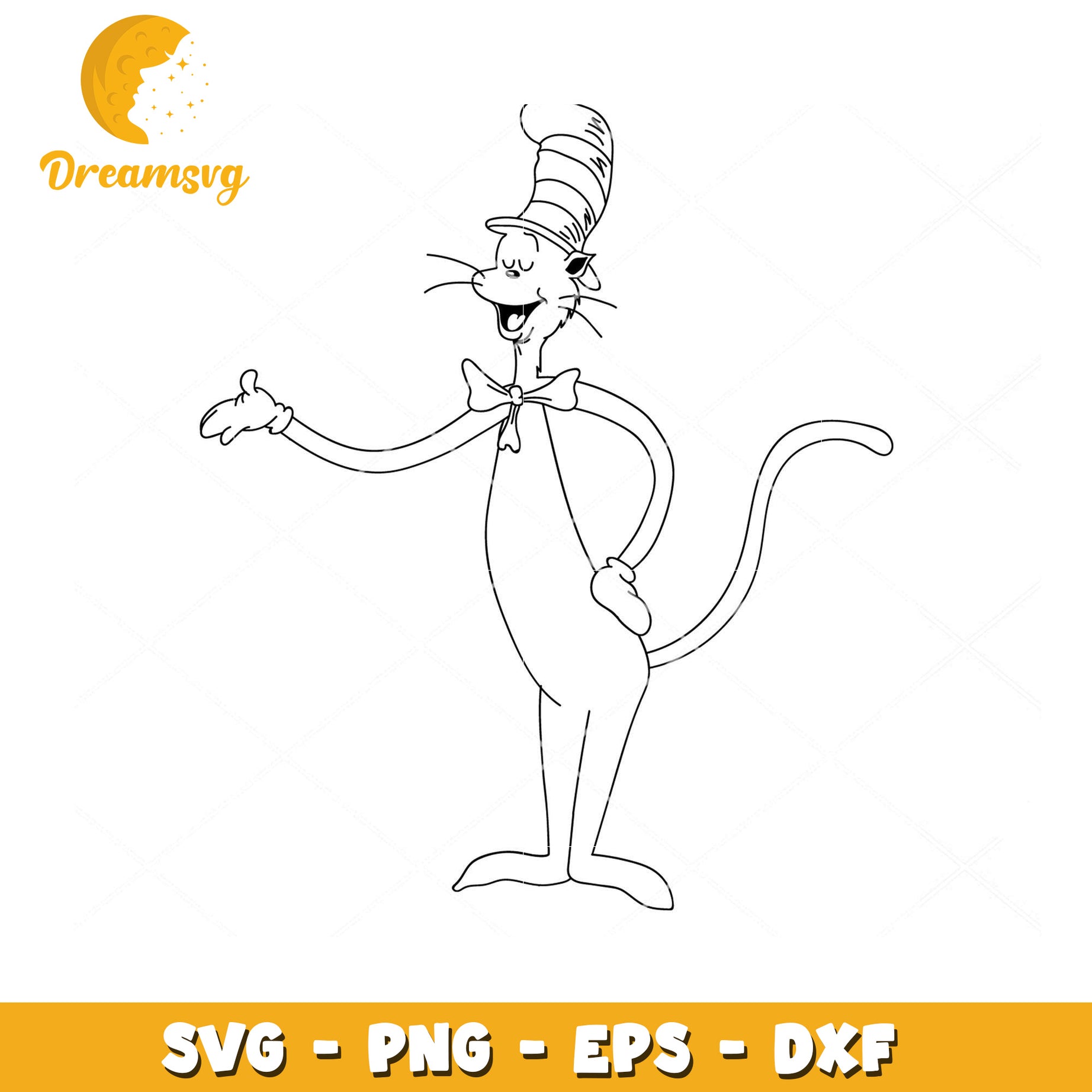 Cat in the Hat SVG for Fun Crafting and Coloring Projects