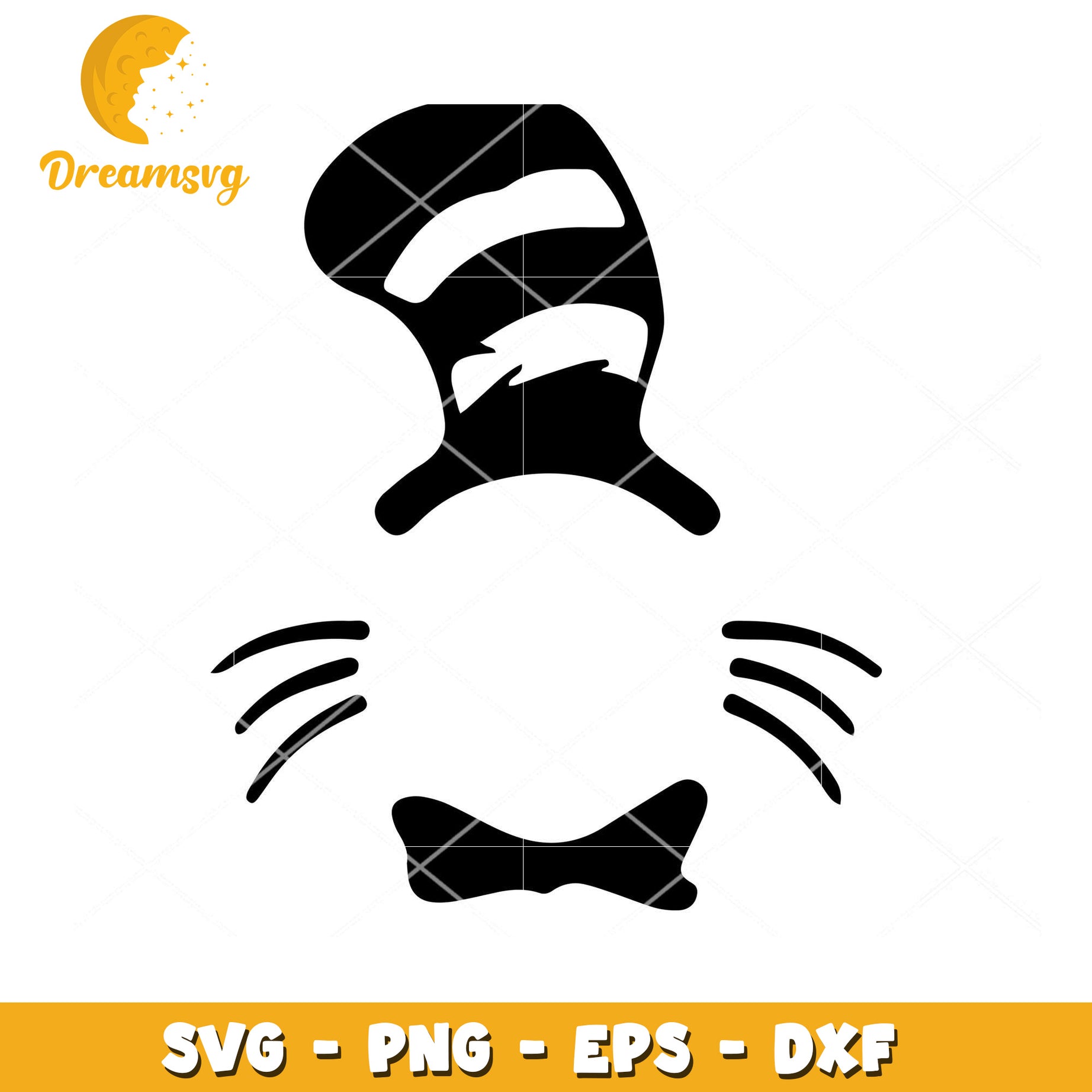 Cat in the Hat Silhouette SVG Cute Design for Instant Download