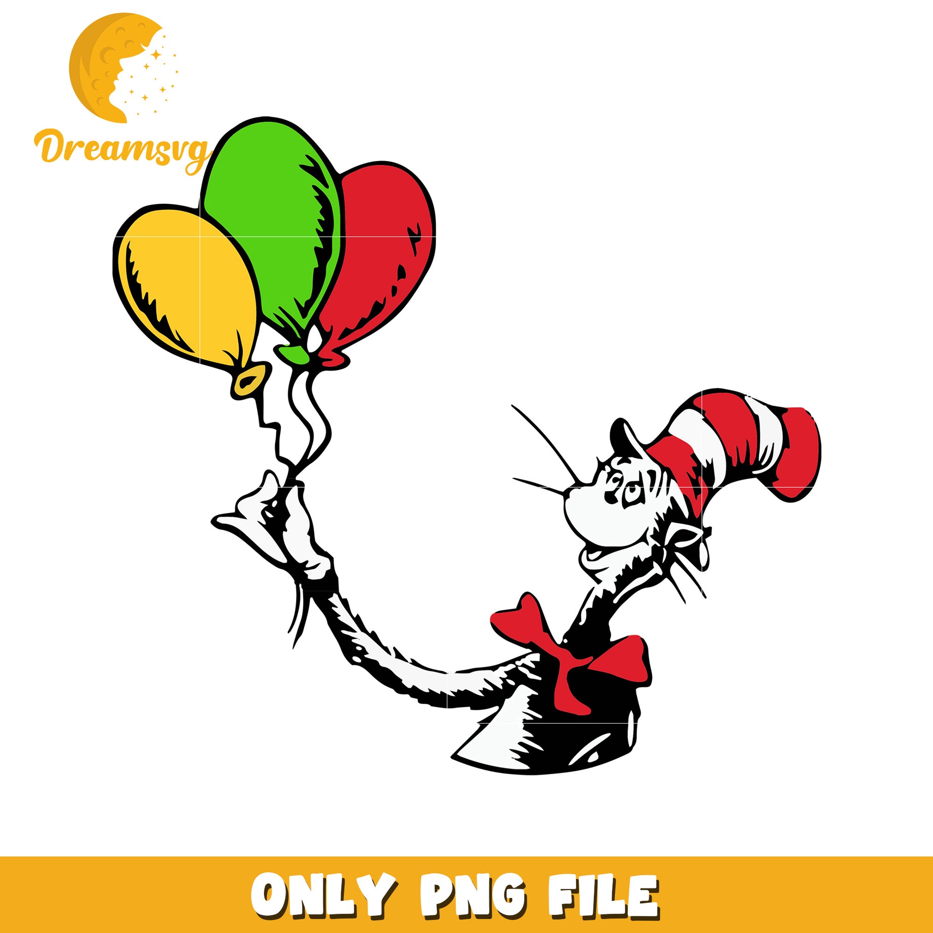 Cat in the hat and balloon png, dr seuss the cat png, balloon png