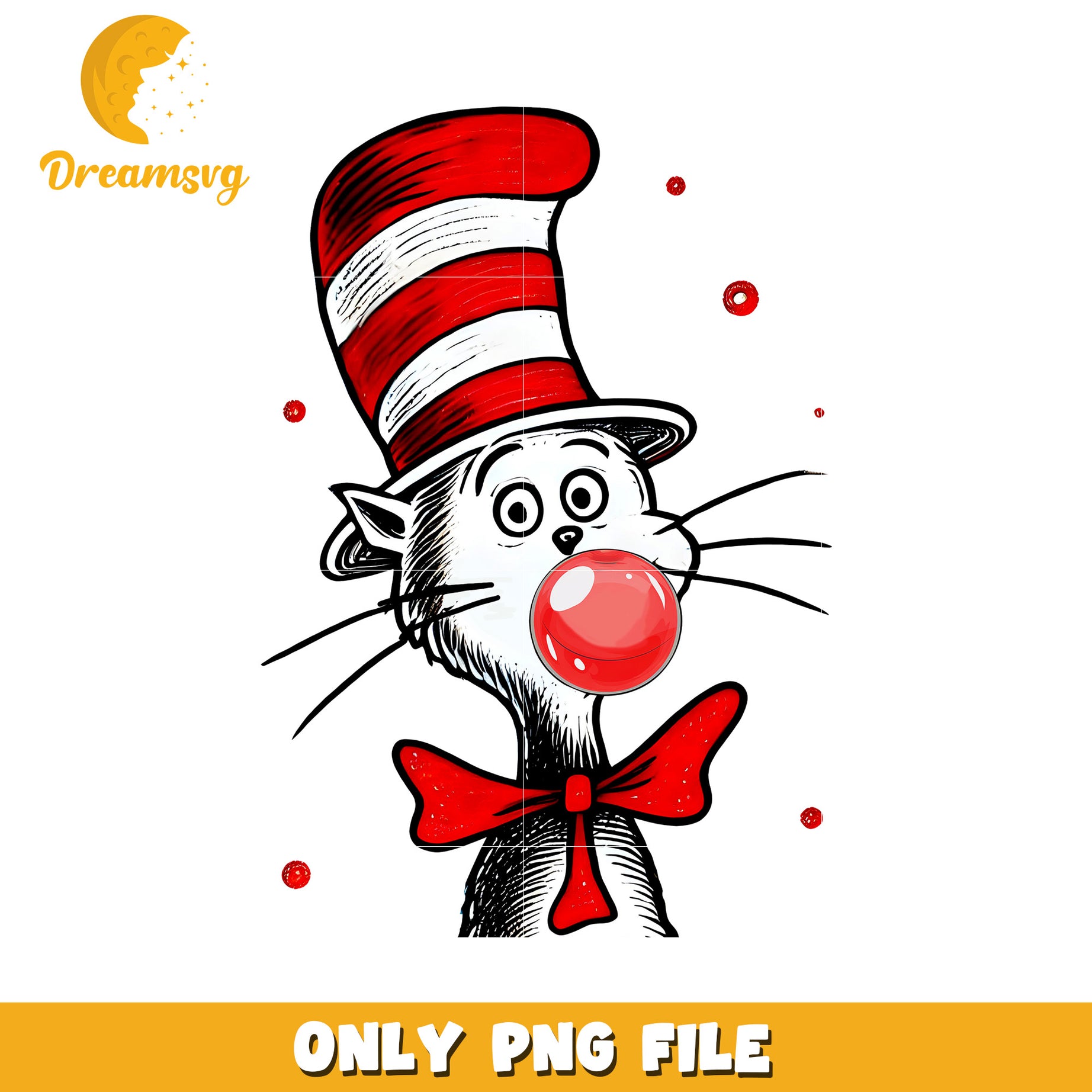 Cat in the hat chewing gum png, dr seuss character png, cartoon png