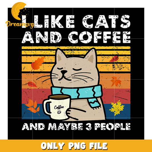 Cats Coffee PNG Autumn Cozy Design