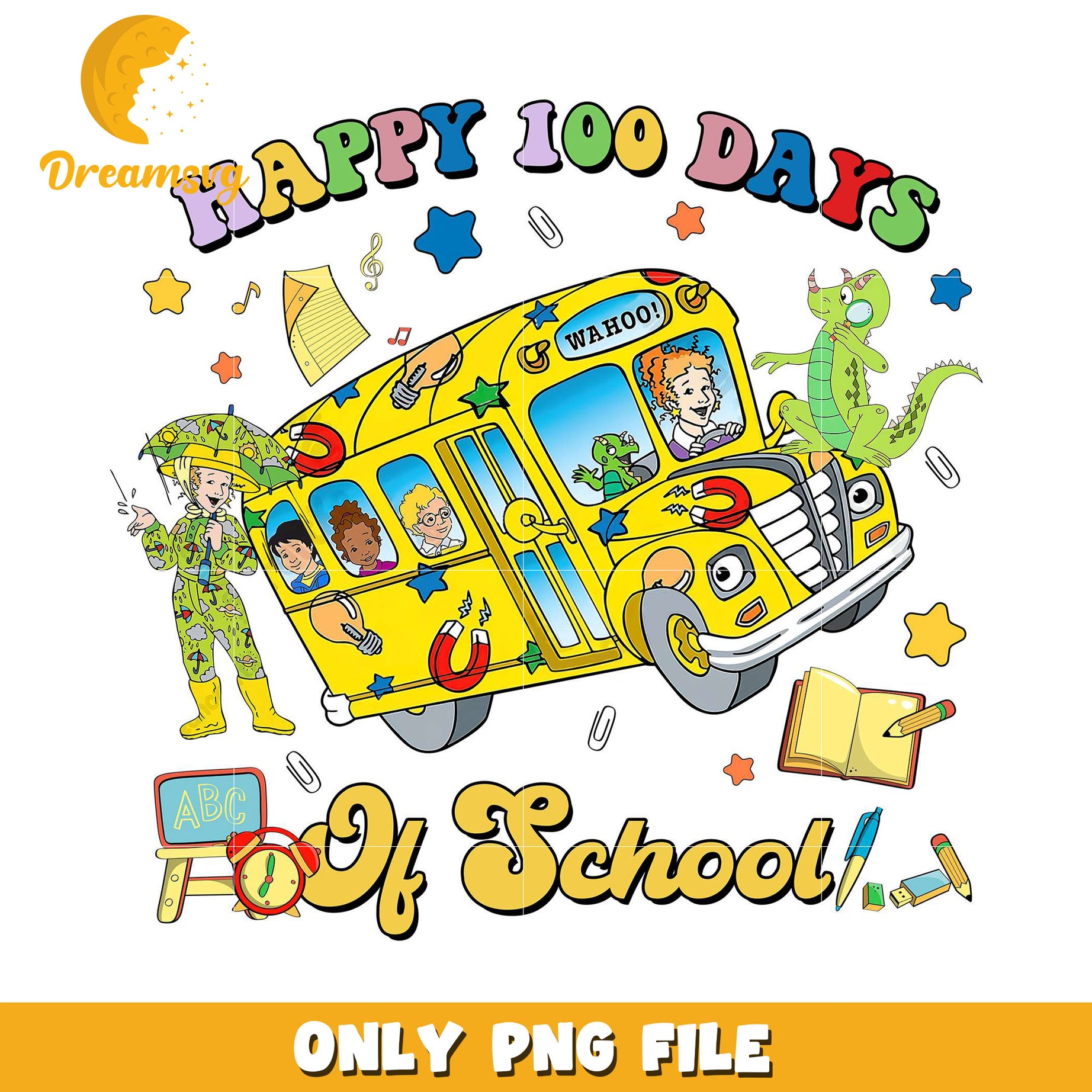 Celebrate 100 Days of School Fun PNG Illustration