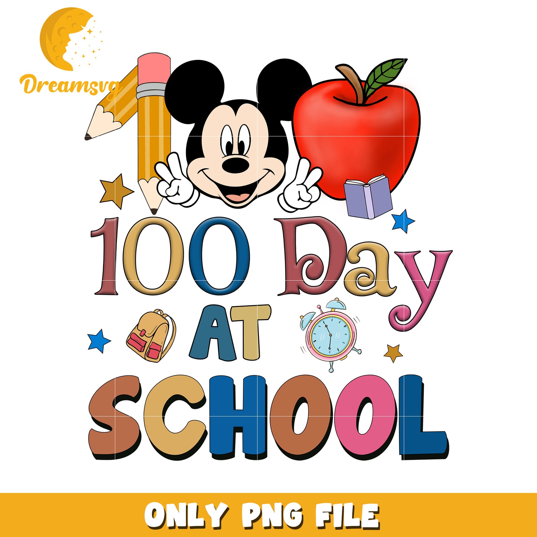 Celebrate 100 Days of School Mickey Mouse PNG File Download