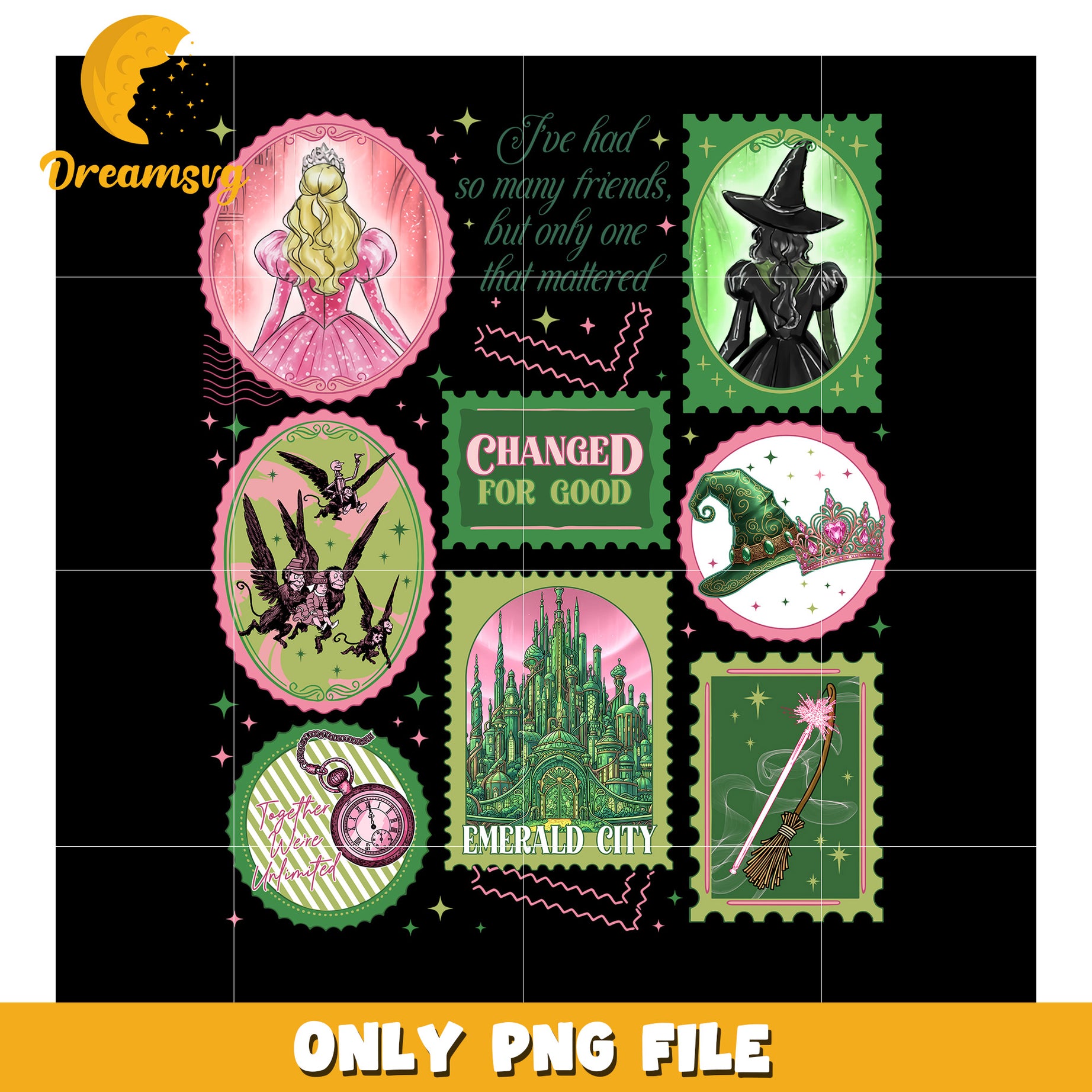 Changed For Good Stamps png, glinda aesthetic png, wicked glam png
