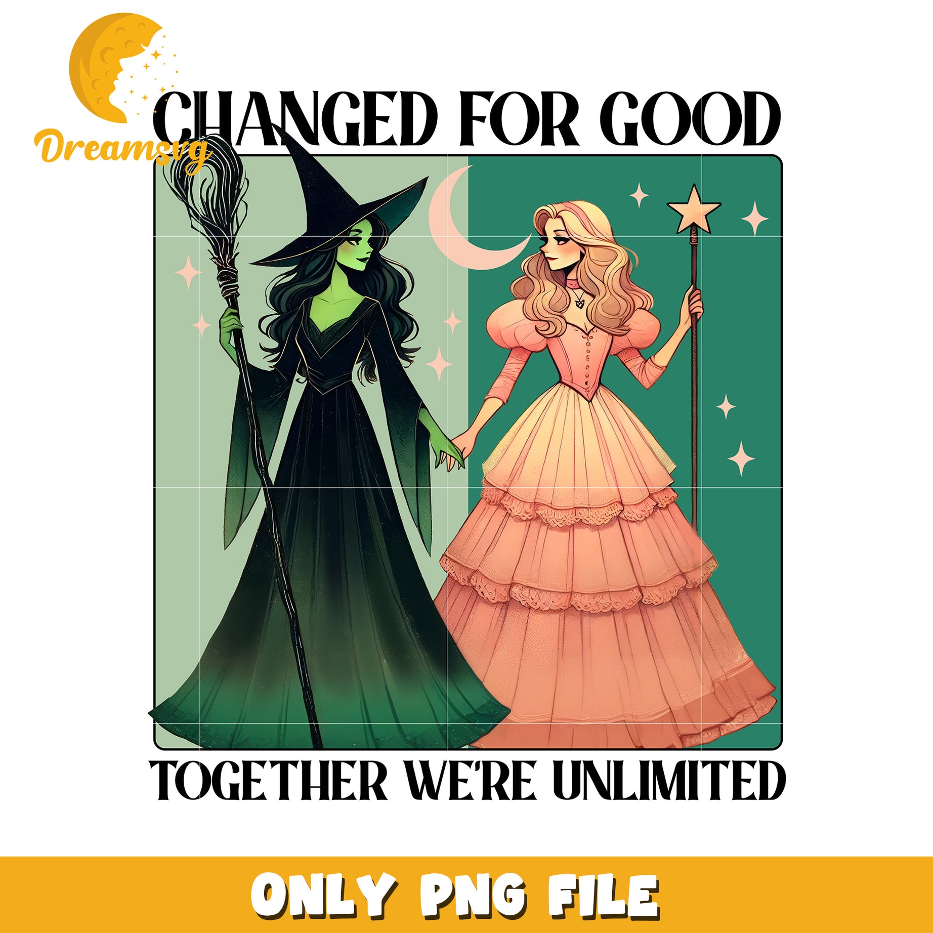 Changed for good Elphaba and Glinda draw png, Wicked movie cast png