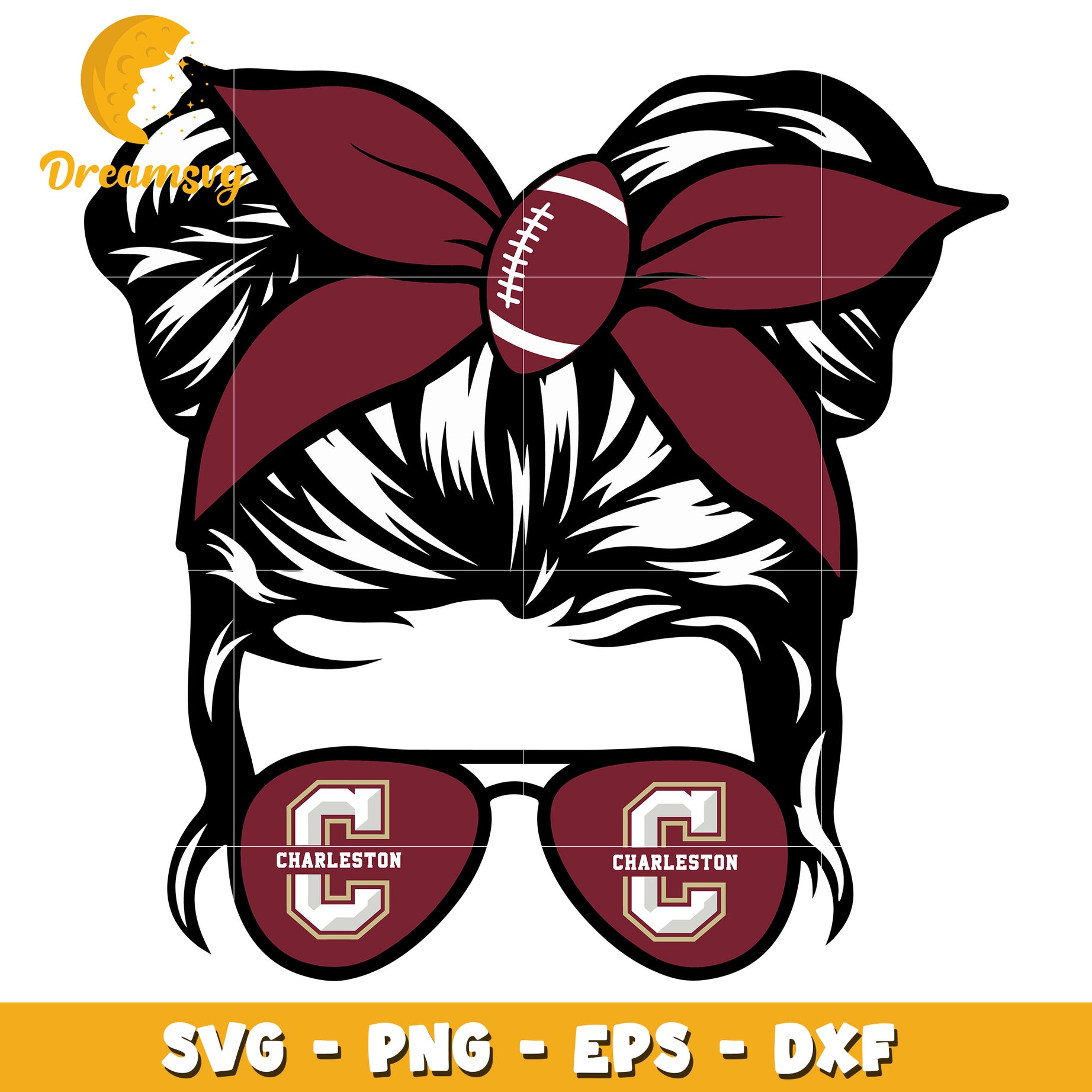 Charleston Cougars Messy Bun SVG