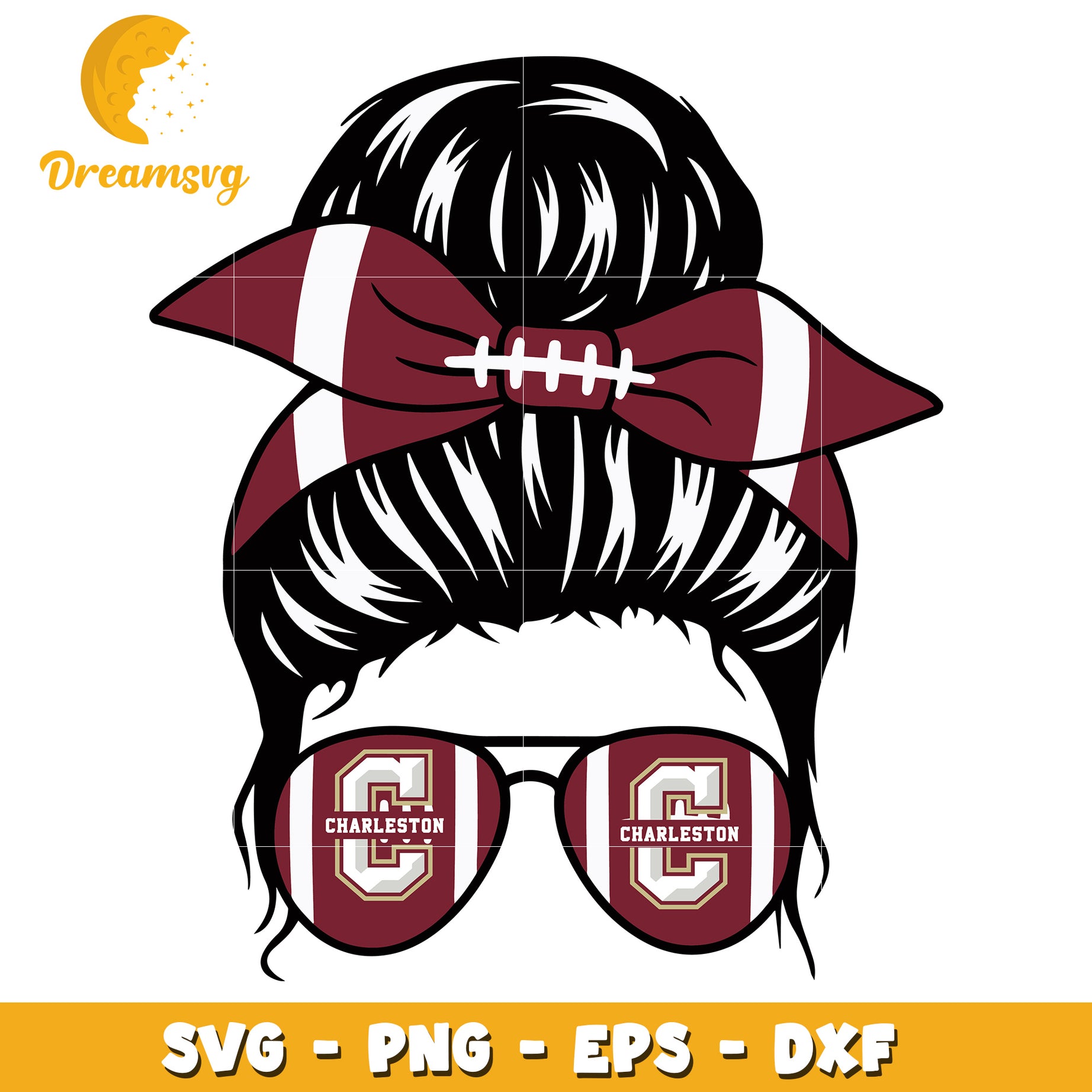 Charleston Cougars Messy Bun SVG Cut File