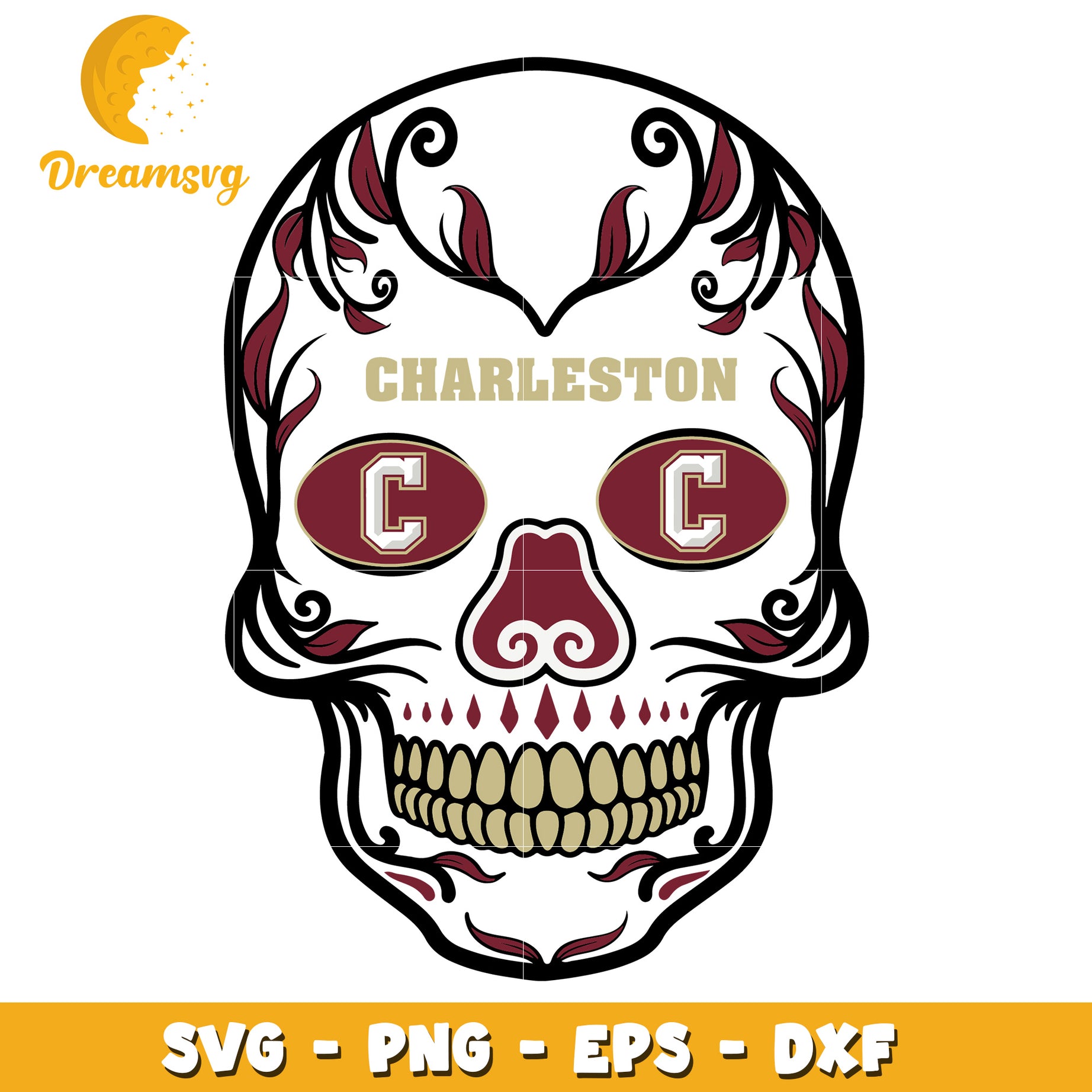 Charleston Cougars Sugar Skull SVG
