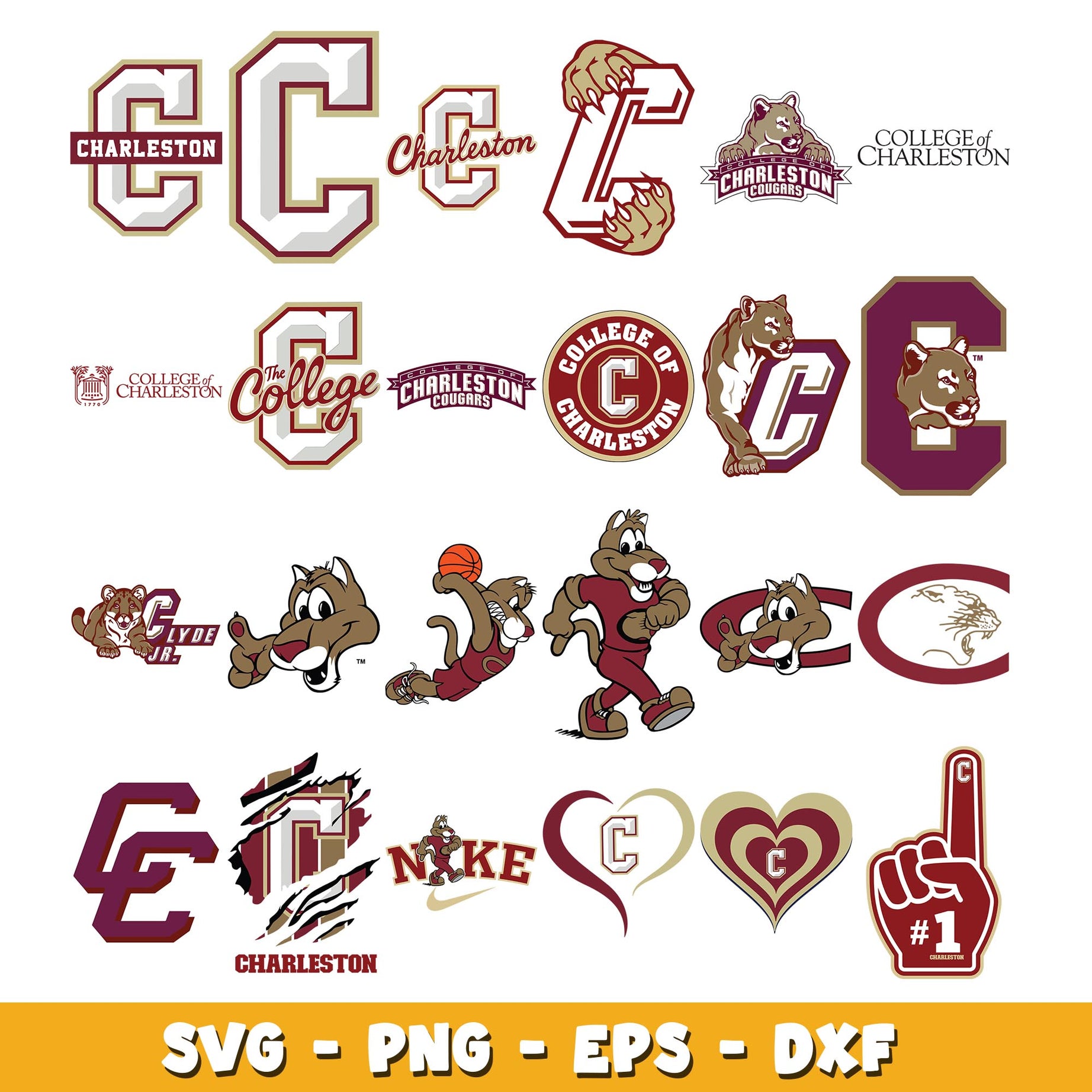 Charleston Cougars Bundle svg, Charleston Cougars logo svg, ncaa svg  