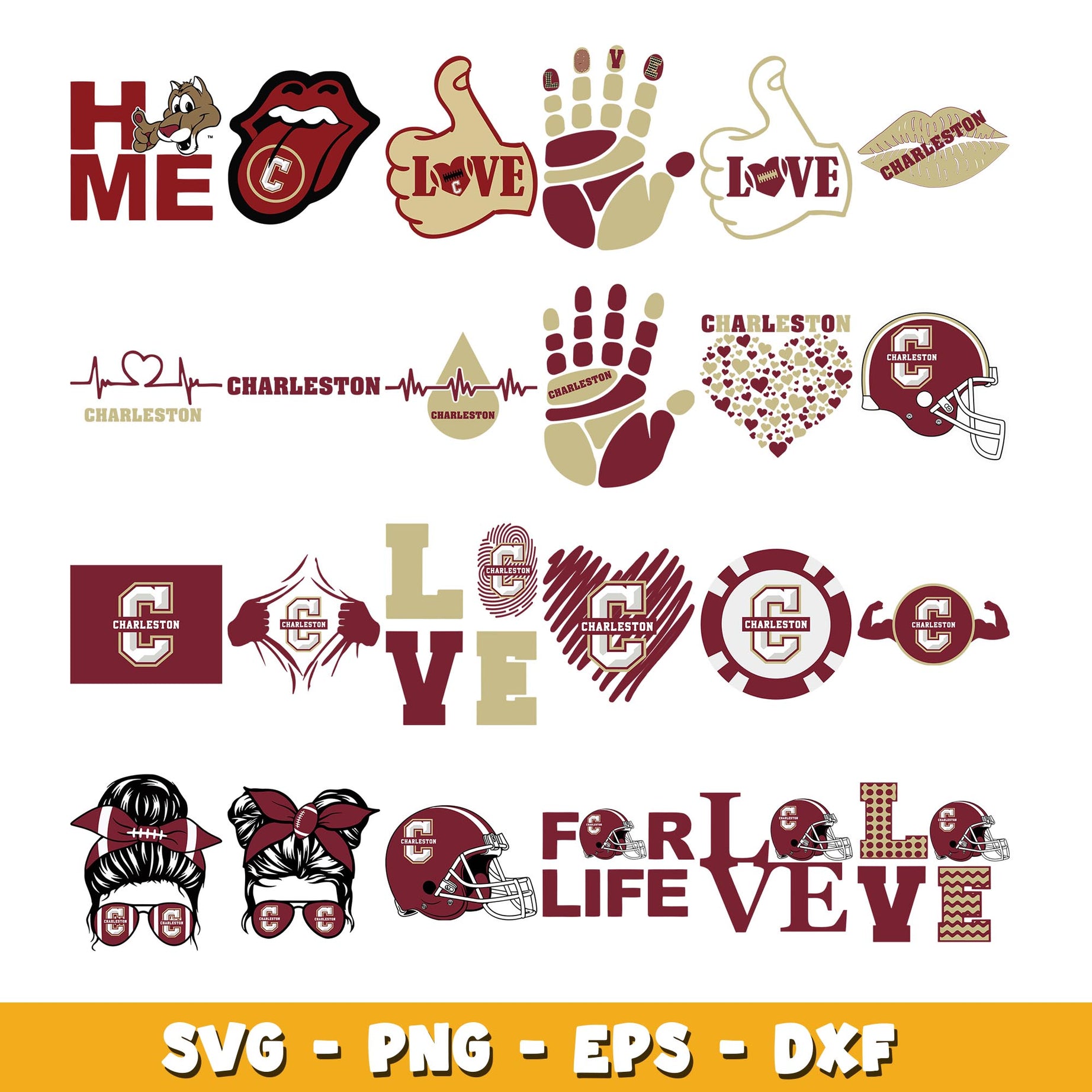 Love Charleston Cougars Bundle svg, Charleston Cougars  logo svg, ncaa svg  