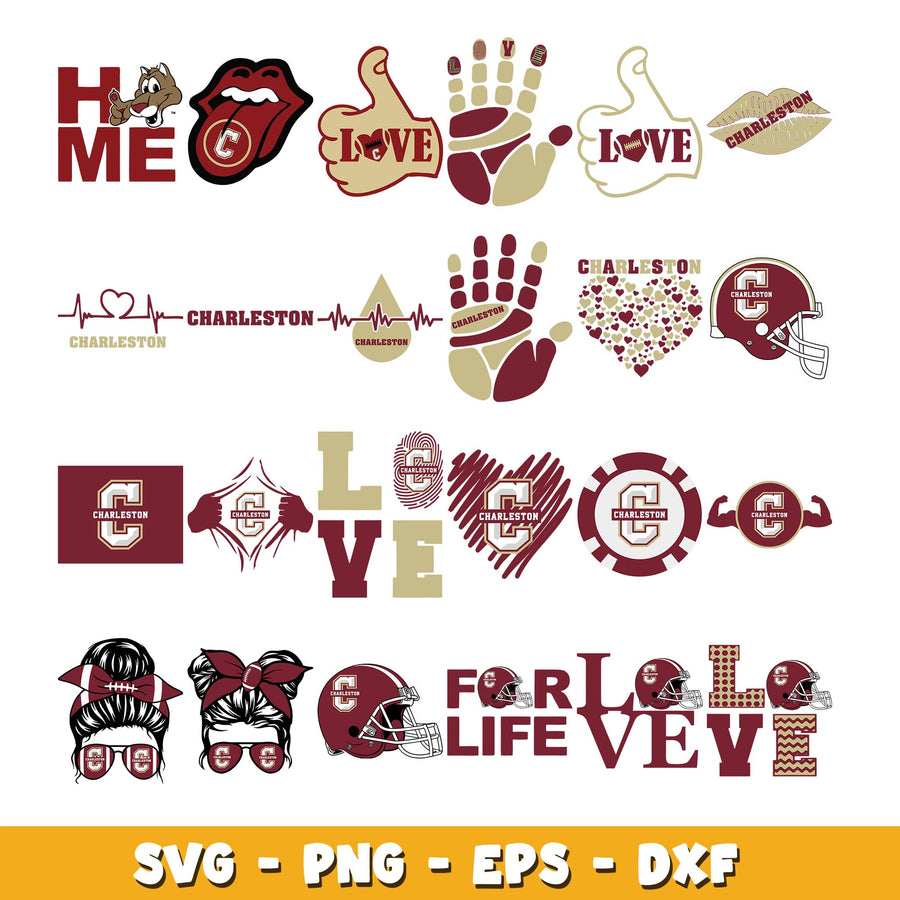 Love Charleston Cougars Bundle svg, Charleston Cougars  logo svg, ncaa svg  