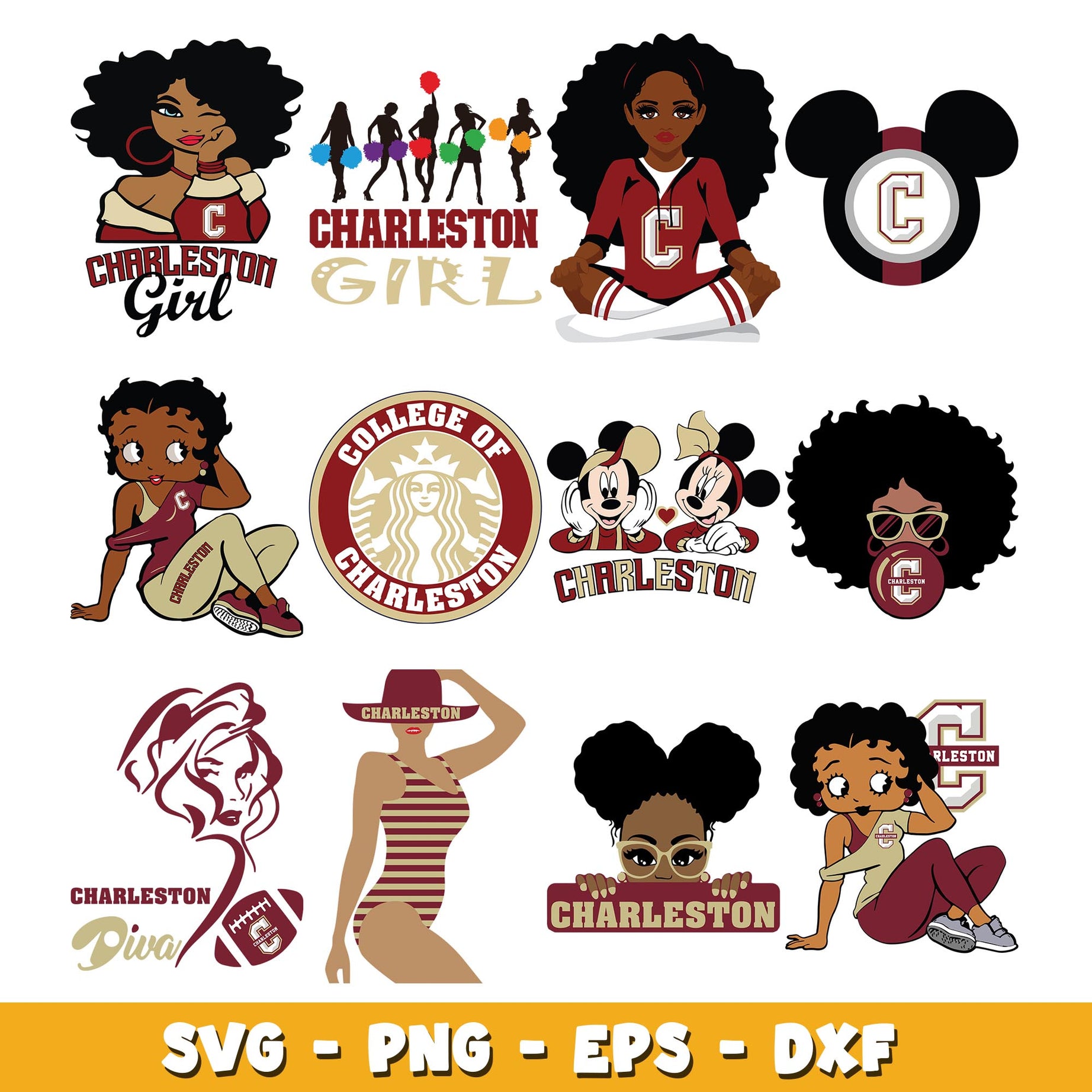  Charleston Cougars girl Bundle svg, Charleston Cougars  logo svg, ncaa svg 