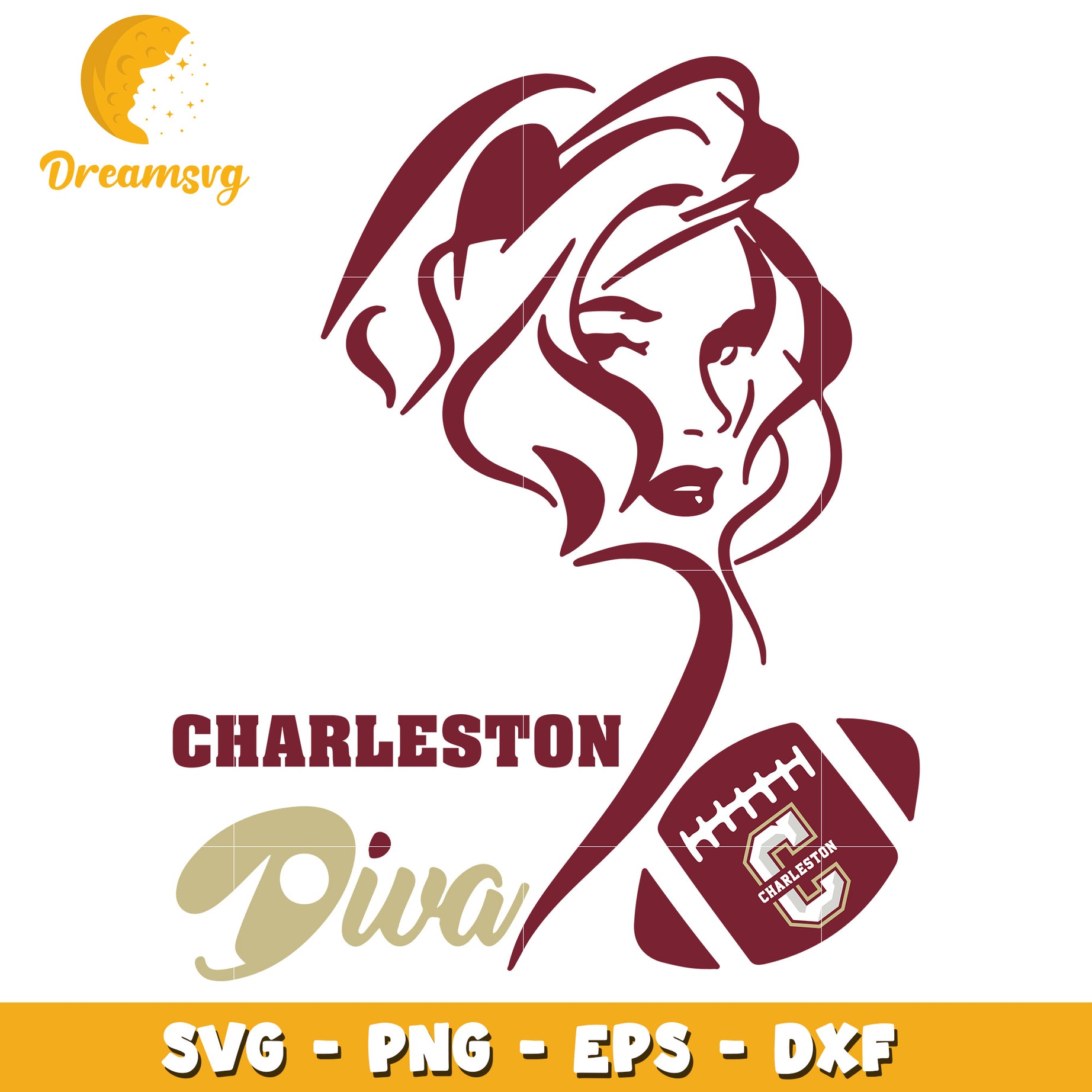 Charleston Diva Football SVG PNG EPS DXF