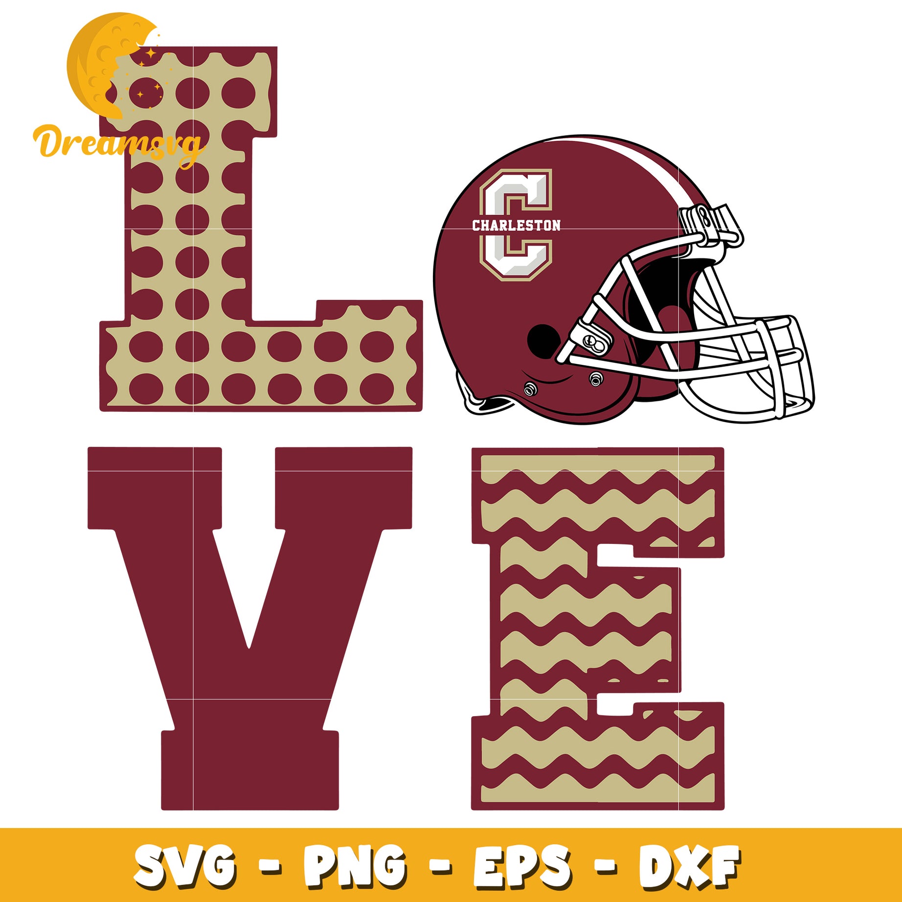 Charleston Football Love SVG PNG EPS DXF