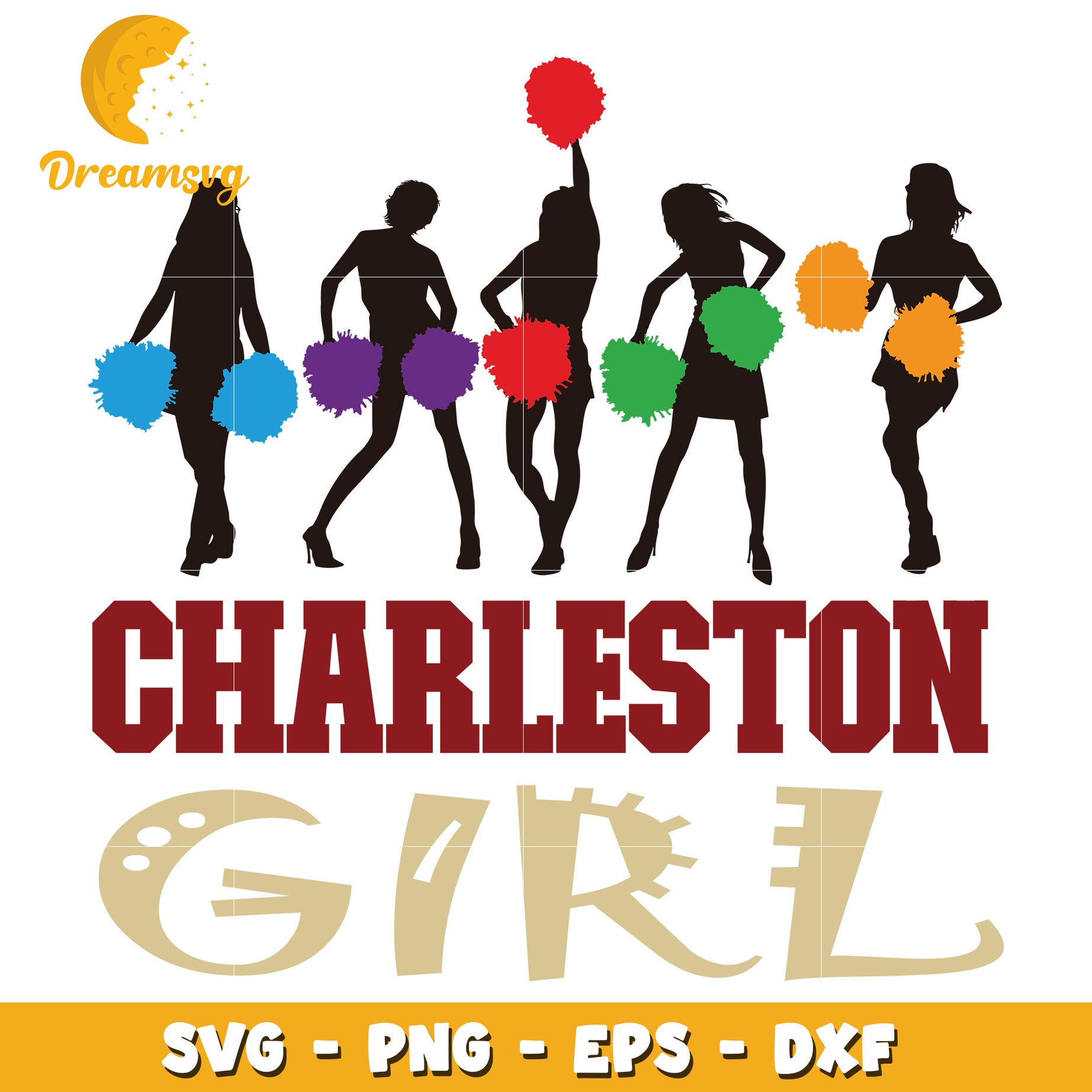 Charleston Girl Cheerleaders SVG PNG EPS DXF