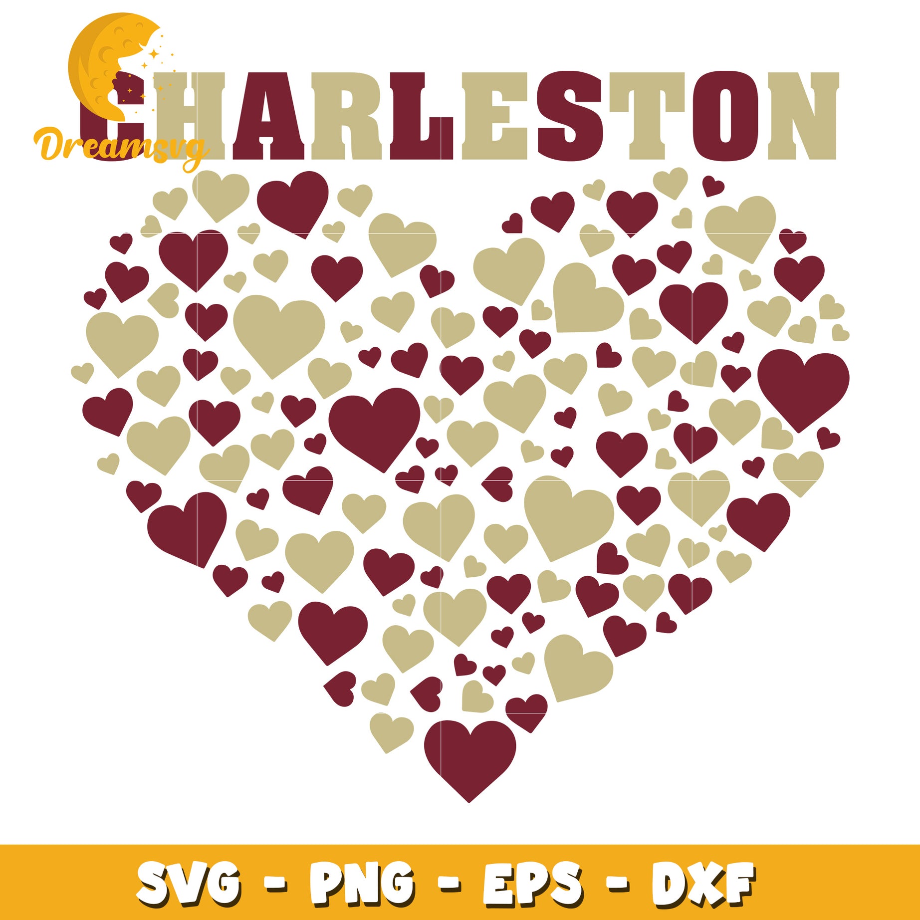 Charleston Heart SVG PNG EPS DXF Cut File