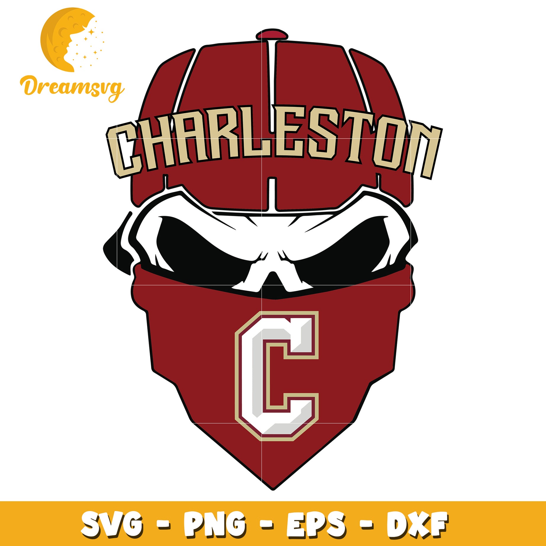 Charleston Skull Cap SVG Design for Custom Apparel Projects