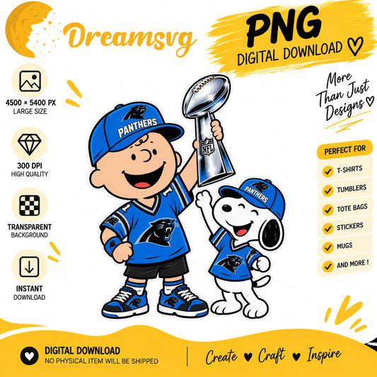 Charlie Brown Snoopy Carolina Panthers Trophy Football PNG