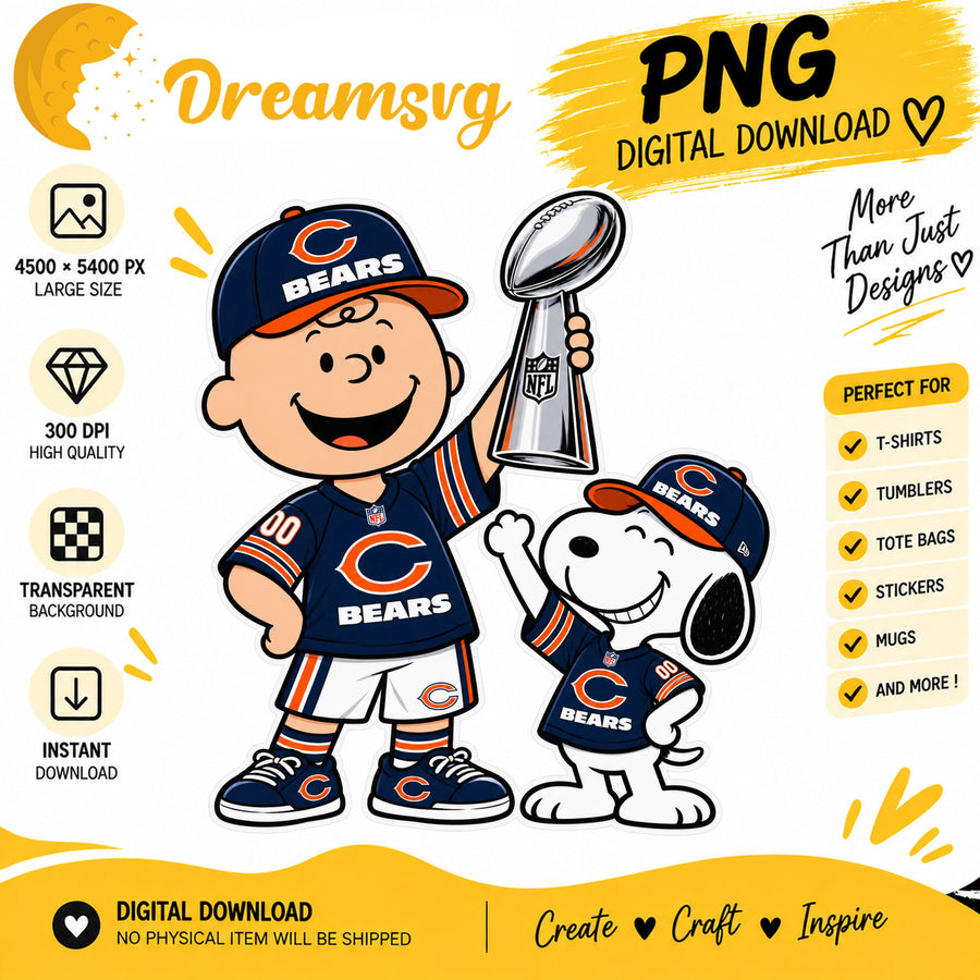 Charlie Brown Snoopy Chicago Bears Trophy Football PNG
