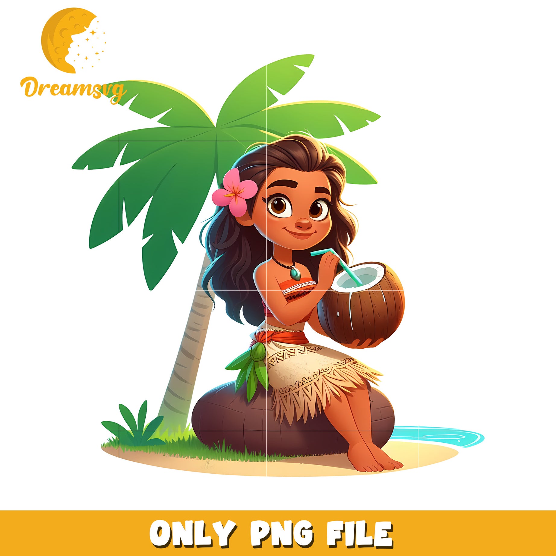 Charming Island Girl PNG File for Creative Projects
