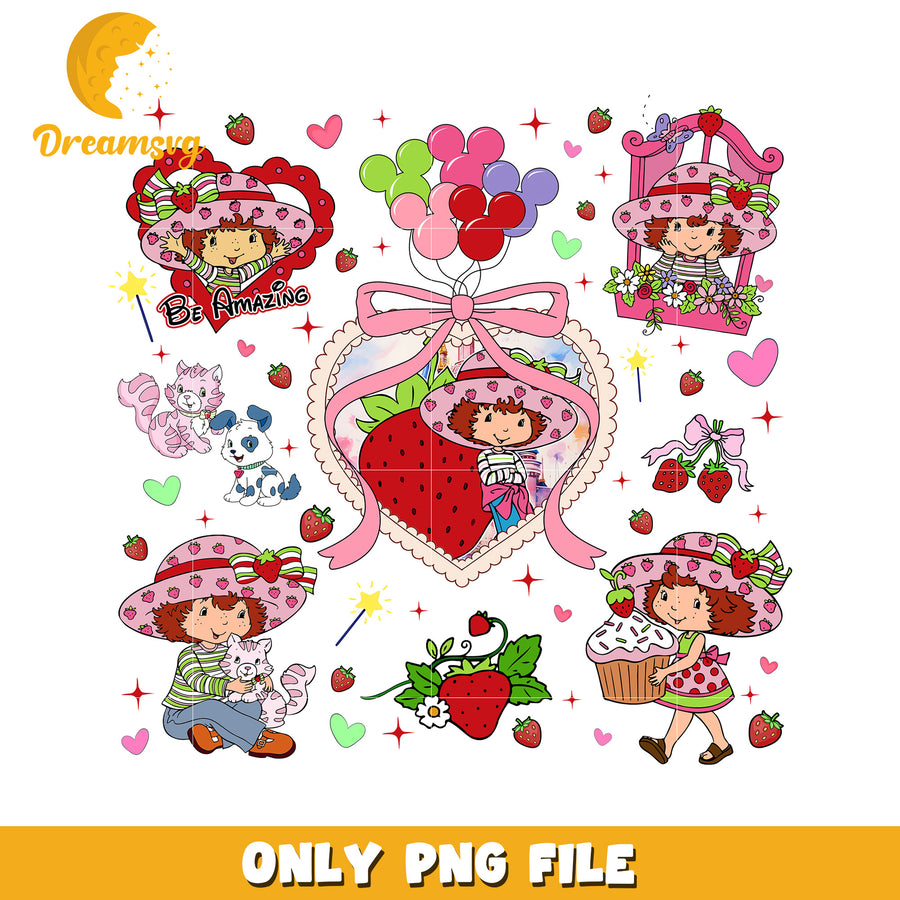 Charming Strawberry-Themed PNG Files for Kids, Perfect for Crafts