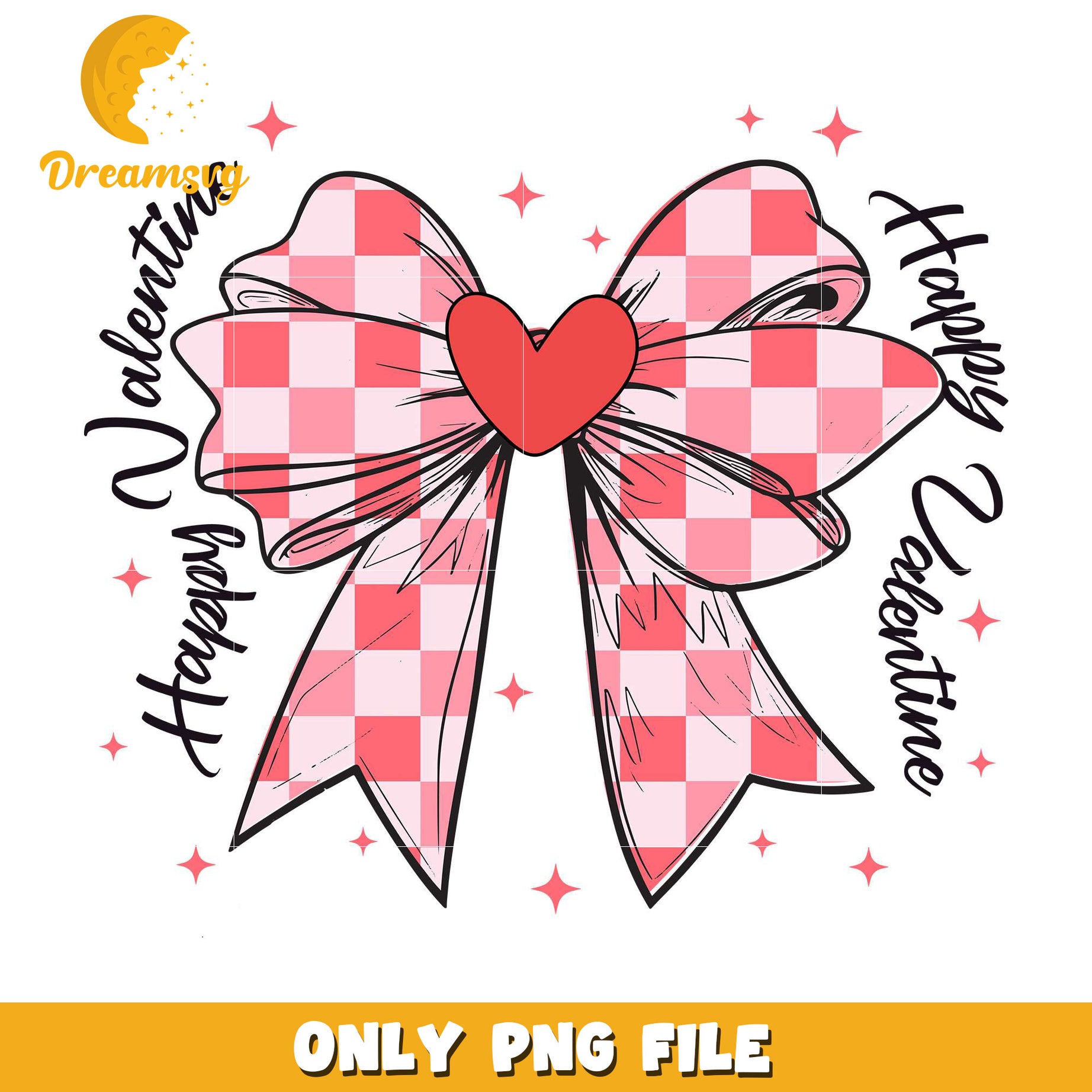 Checkered coquette bow valentine png, happy valentine's day png